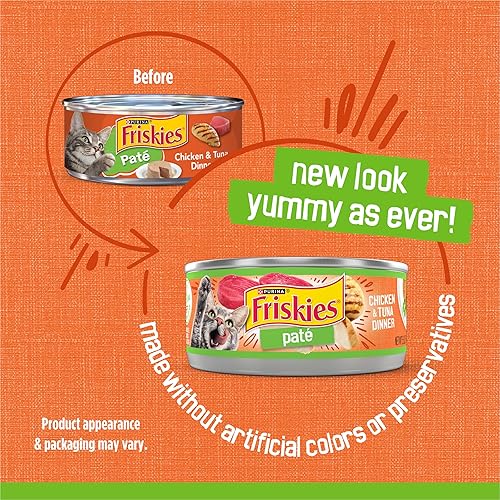 Miniatura 2 de Purina Friskies Dinner - Alimento húmedo para gatos de pollo y atún, (24) latas de 5.5 onzas -