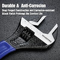 Vista 5 de WORKPRO Llave ajustable de 10 pulgadas, llave de mandíbula ancha de acero Cr-V con óxido negro, escalas métricas y SAE, para el hogar, garaje