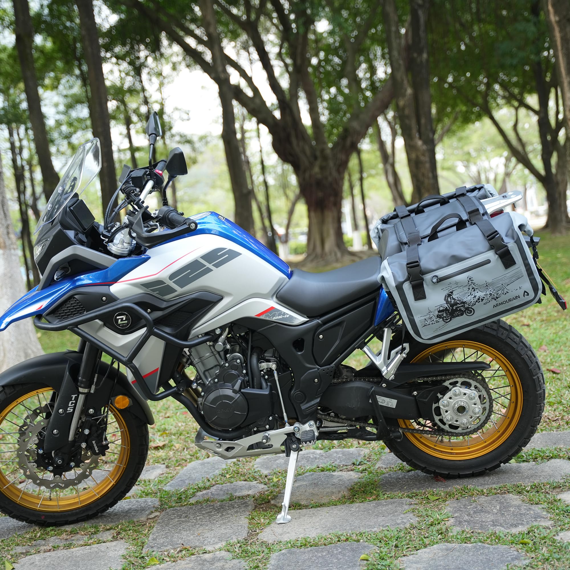 Moto Borsa laterale 50L (25L*2) Tronco Borsa Sedile Borsa Sella Accessori Moto (Grigio)