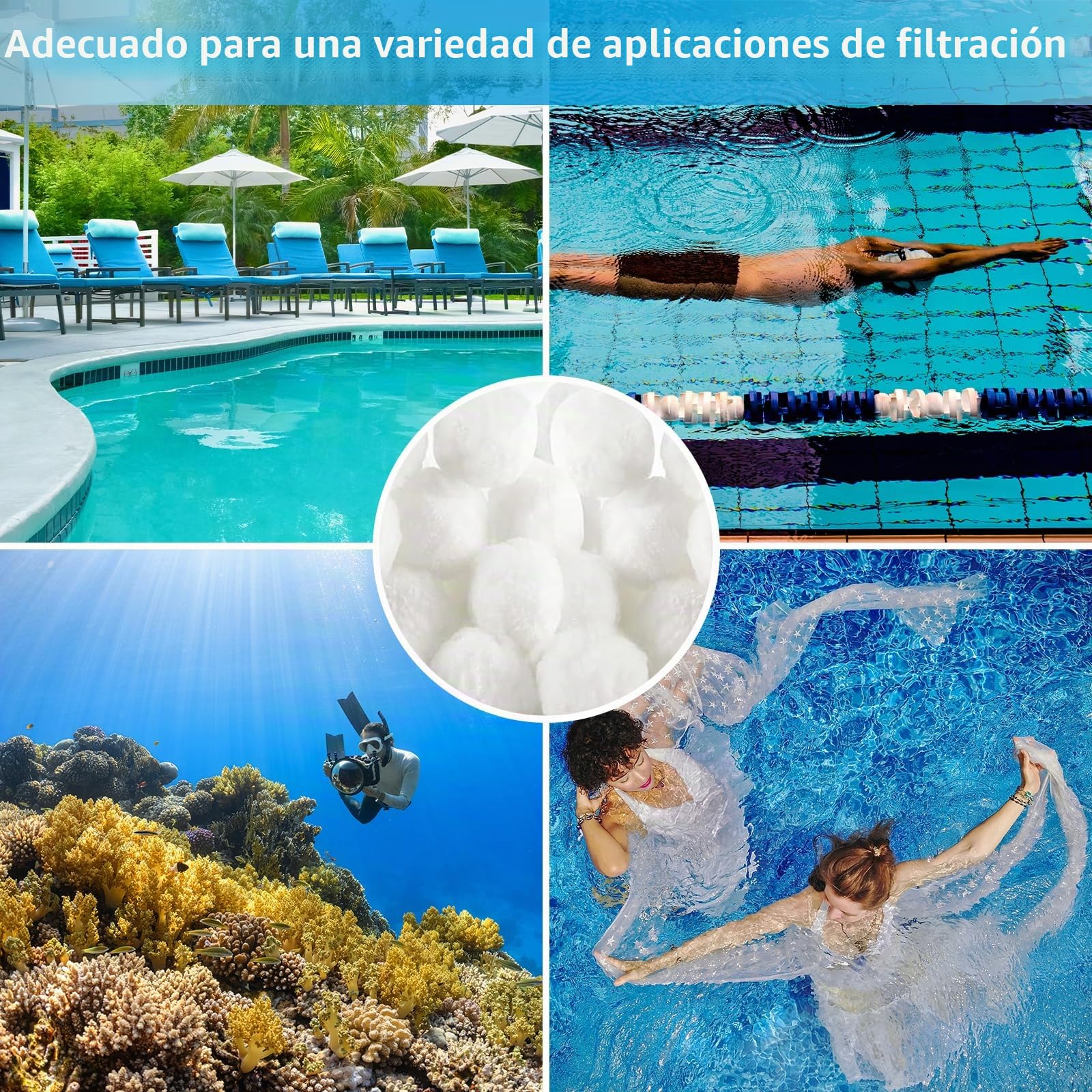 Bolas Filtro Piscina 800g, Reutilizable Bolsas Filtrantes Piscina para Sistemas de Filtro de Arena, Reemplaza 30 kg Arena de Filtro