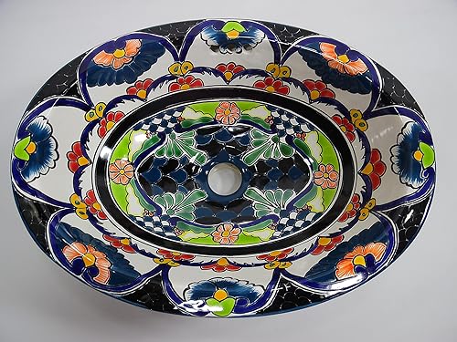 16" X 12" TALAVERA SINK drop in or undermount mexican bathroom handmade ceramic