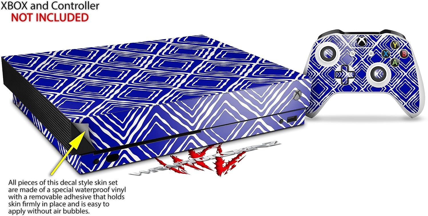 Decal Vinyl Skin Wrap Compatible with Xbox One X Console and Controller - Wavey Royal Blue