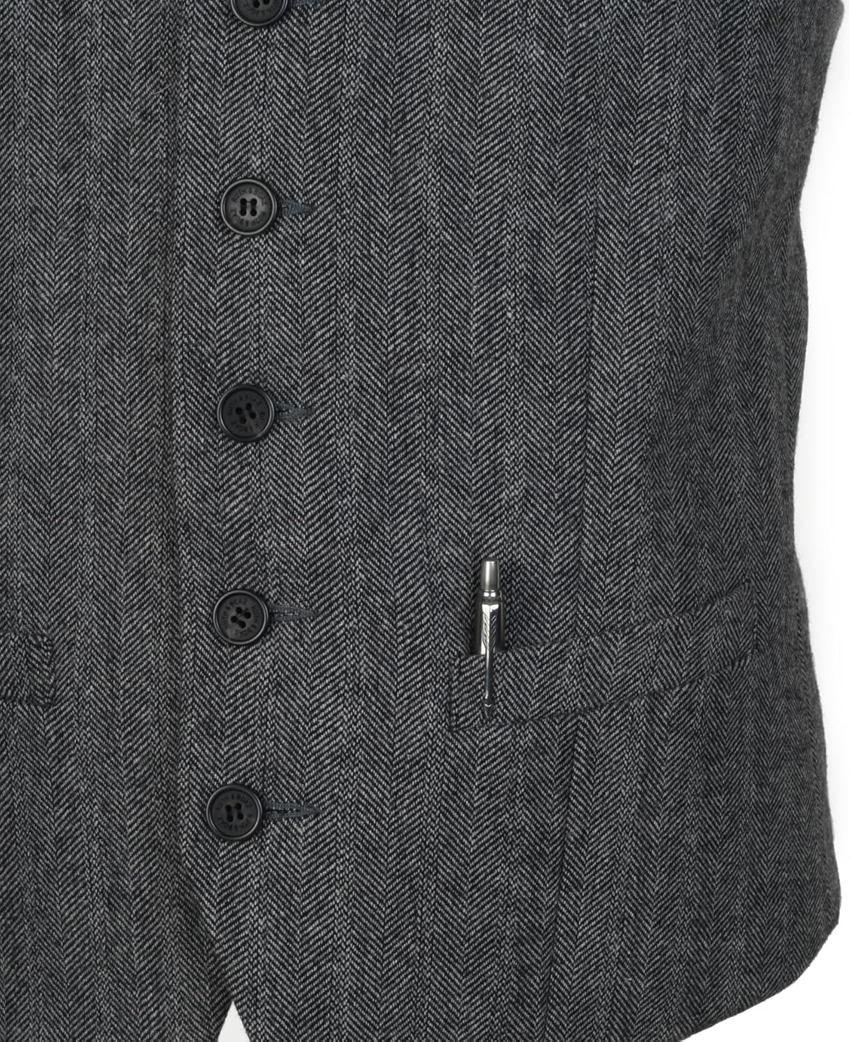 Ruth&Boaz 2Pockets 5Buttons Wool Herringbone Tweed Business Suit Vest - Image 4