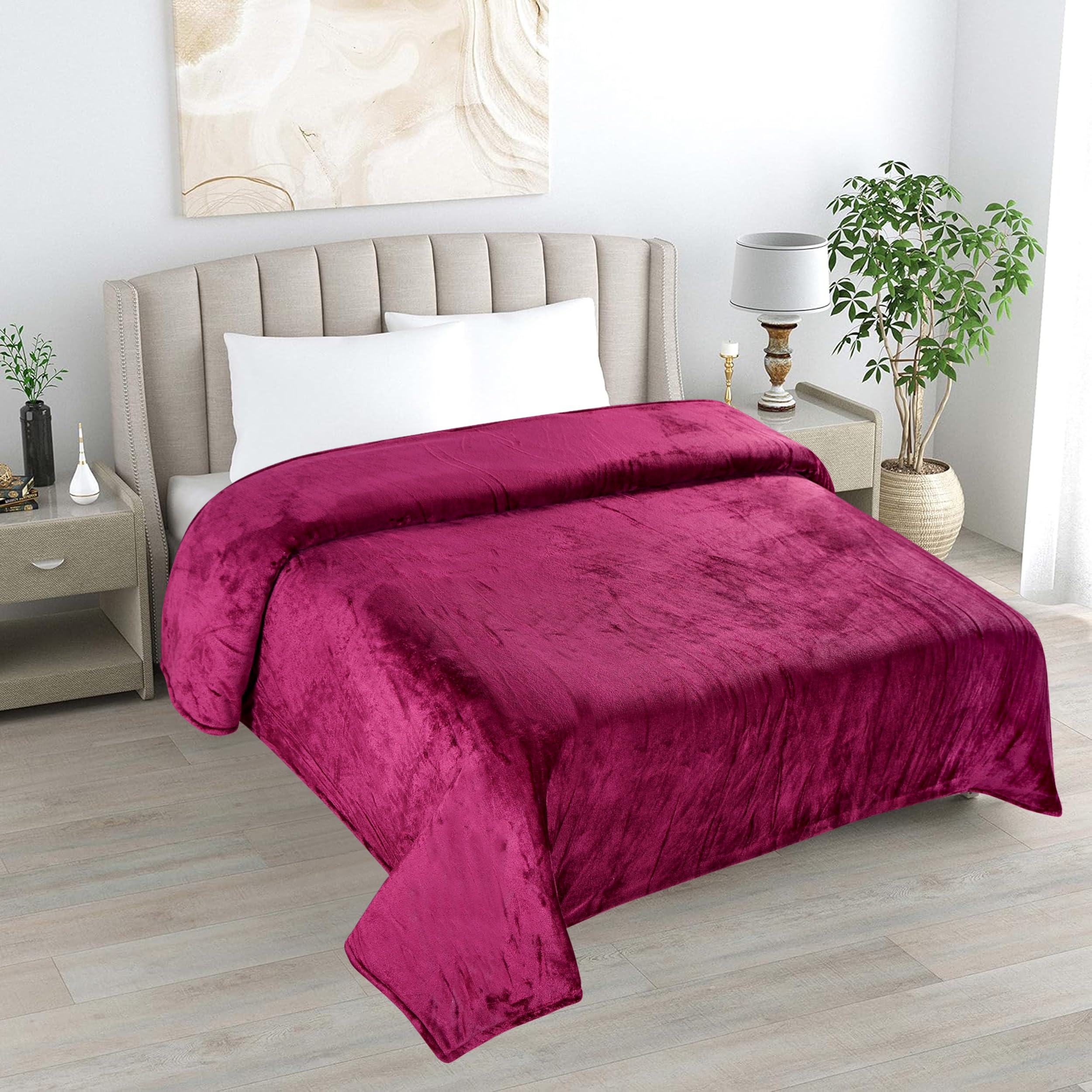 RD TREND® Solid Warm Reversible Quilt Cover Double Bed with Zipper, Duvet Cover Double Bed Soft Flannel (90x100) Inches.Wine-image-21