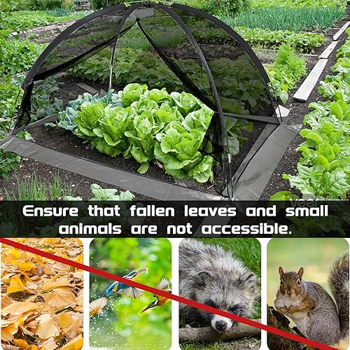 Miniatura 4 de Red de cúpula para estanques, 13 x 17 pies para peces al aire libre, hojas de koi, jardín, protección de invierno, tienda de campaña con estacas de