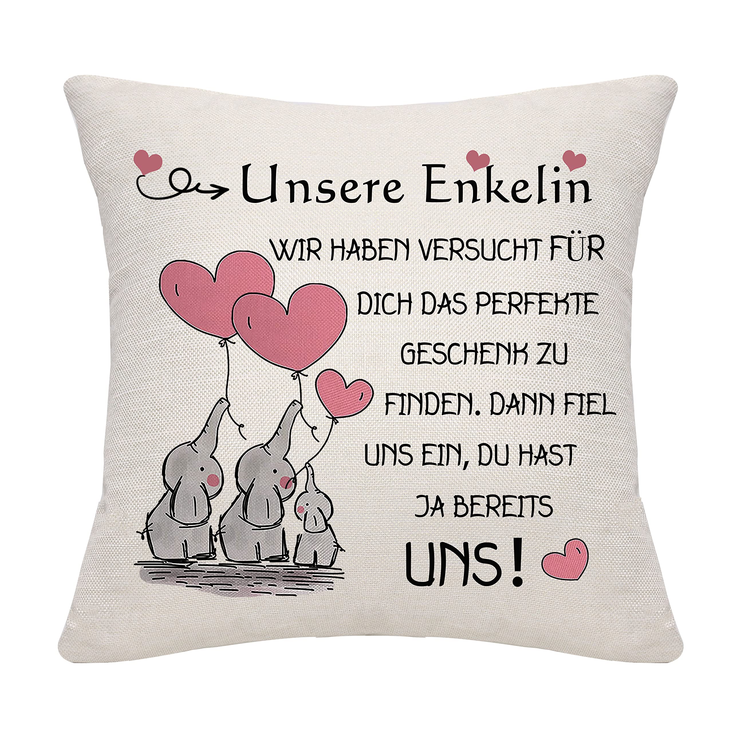 Leinen Dekokissenbezug 45x45 Cm – Personalisiert Mit „Enkelin“ Aufdruck