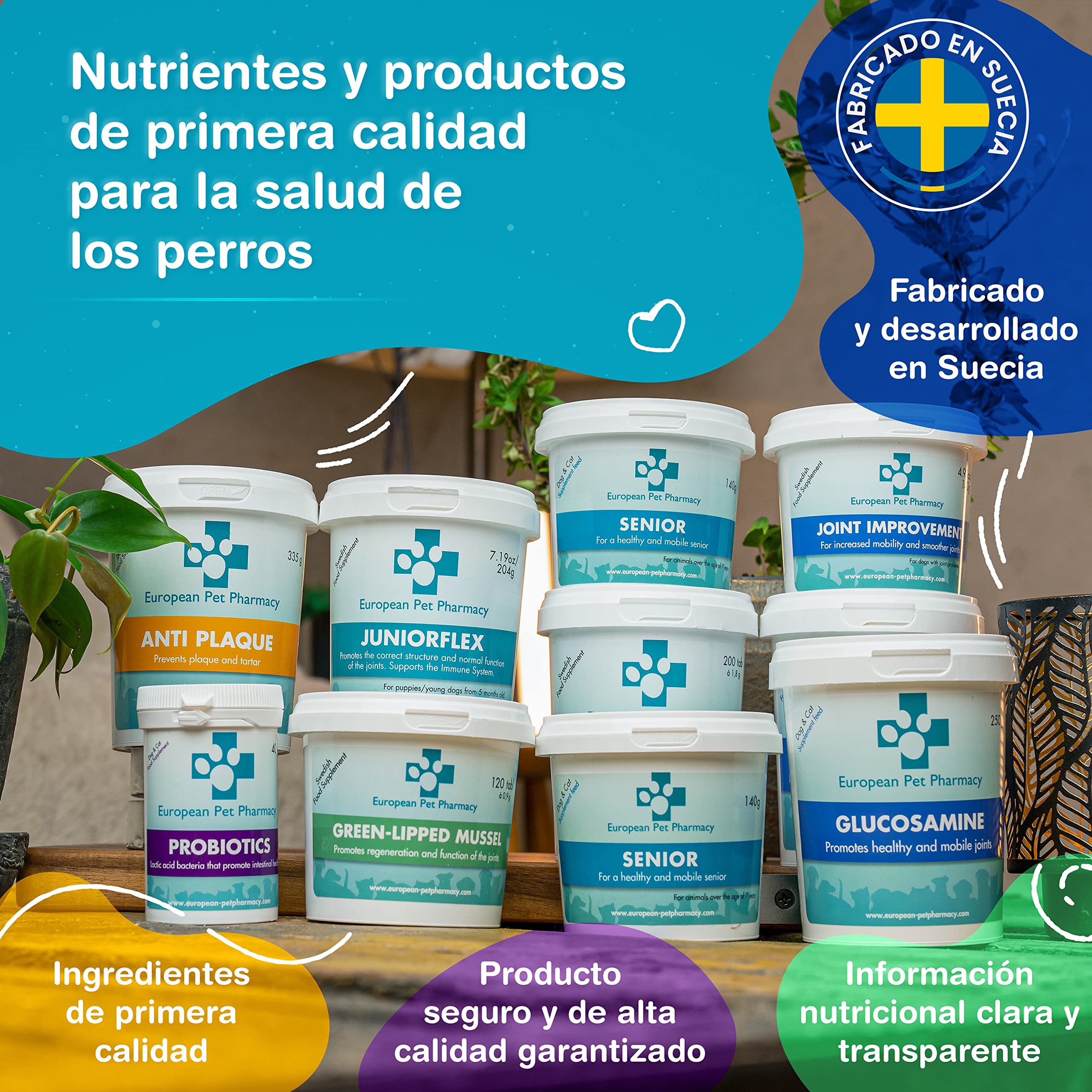 European Pet Pharmacy ANTI PLAQUE 335g – Limpiador Antisarro Perro para Eliminar Sarro Perros y Gatos – Higiene Bucal para Perros, Ayuda a Combatir Mal Aliento de Perros y Gatos – Puro y Natural