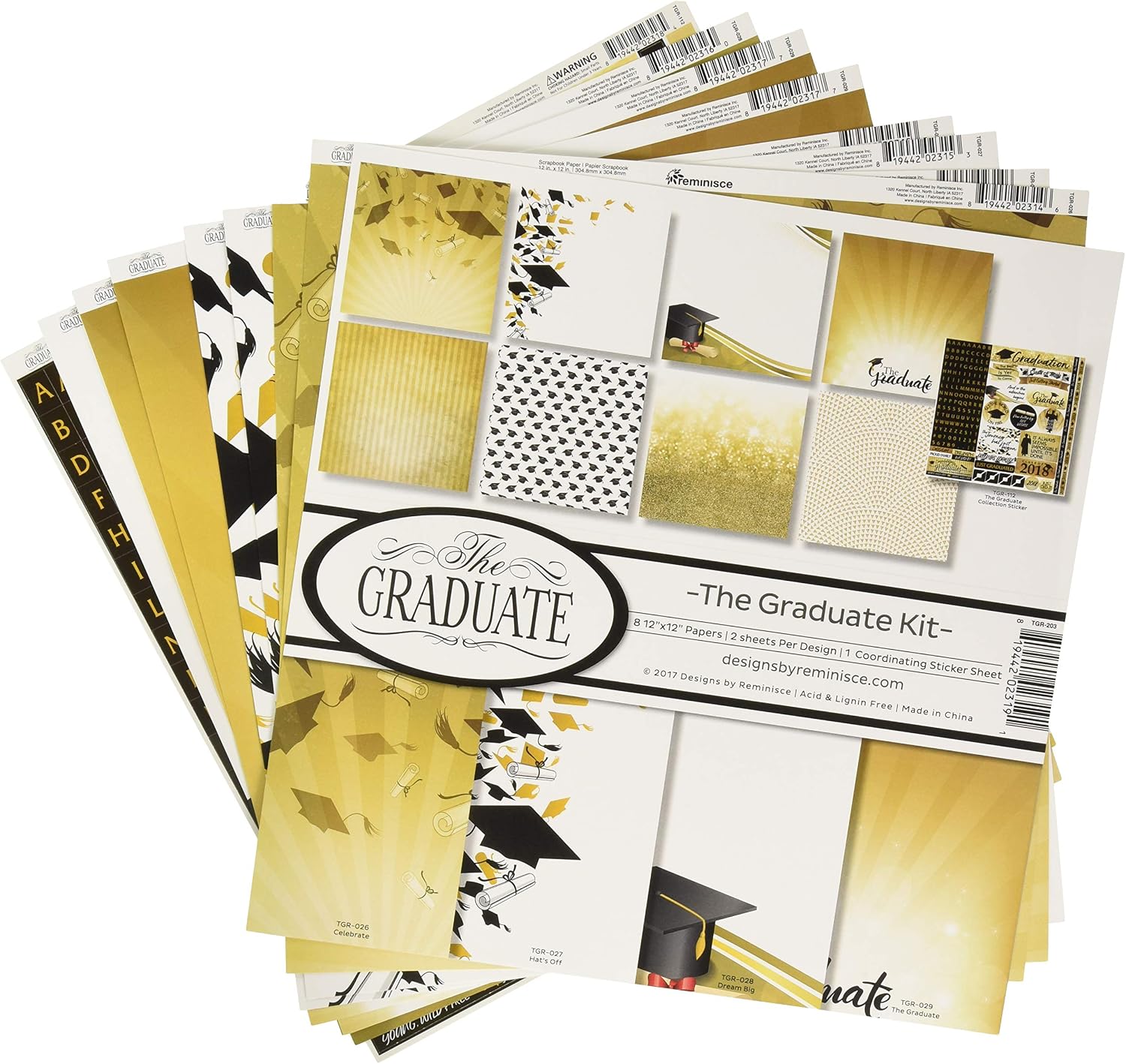 Reminisce The Graduate 2018 Scrapbook Collection Kit, Multi Color Palette, 12x12 inches