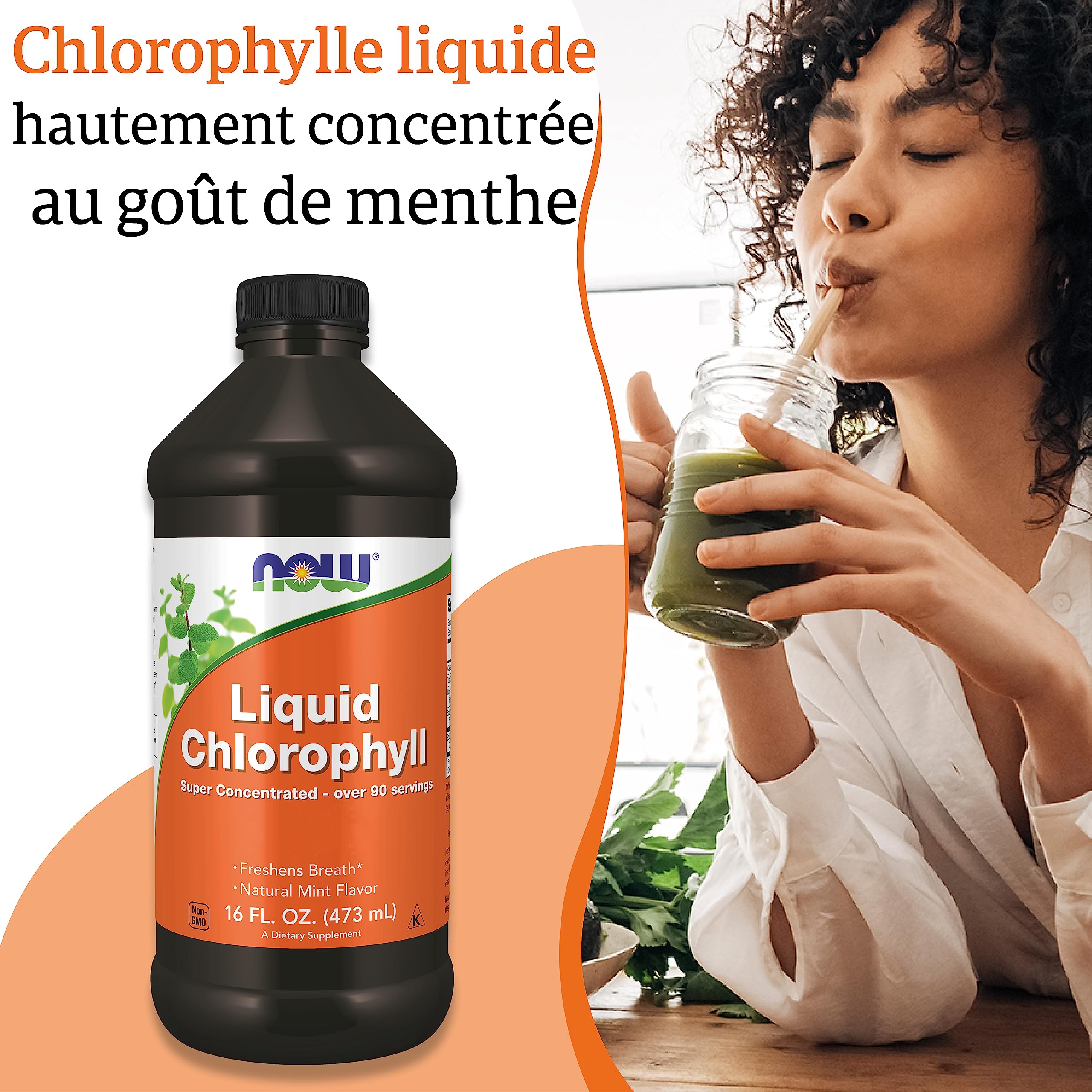 Now Foods, Liquid Chlorophyll, Saveur Menthe, 473 ml de Chlorophylle Liquide végétalienne, Testé en Laboratoire, Sans Gluten, Sans Soja, Végétarien, Chlorophylle bio