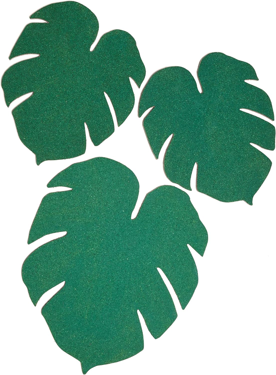 Kikkerland Monstera Leaf Cork Board, 3M Adhesive Backing,Cork Material, Set of 3, Green, Organizer