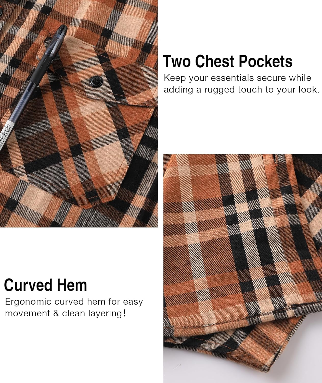 Little Beauty 3 Pack Men's Flannel Shirts Plaid Hoodie Button Down Shirt Jackets Long Sleeve Stylish Hooded with Pocket - Image 6
