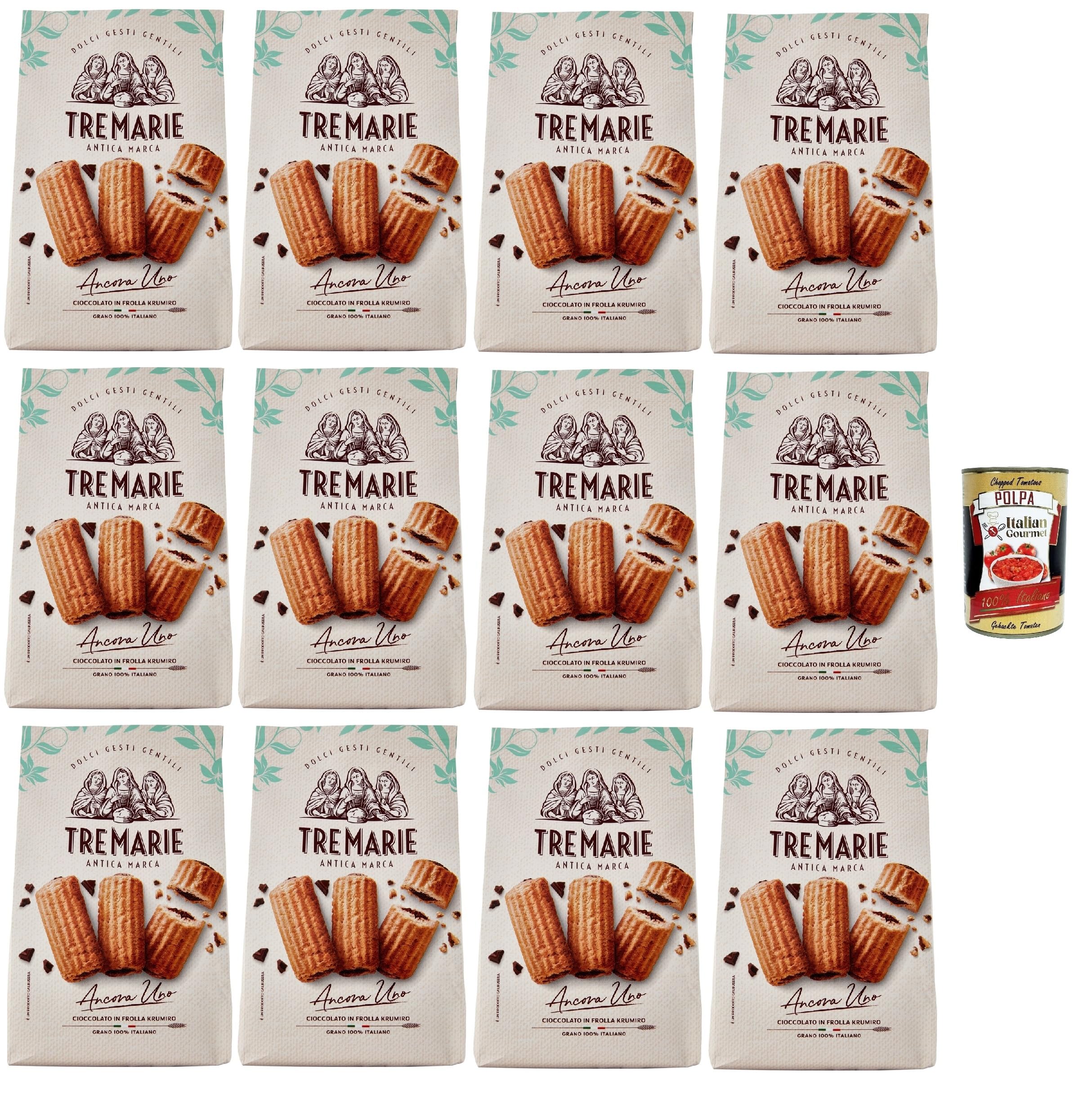 Italian Gourmet Ancora Uno biscotti Krumiro cacao, Mürbeteig 12 x 315g | Gebäck mit Schokoladennote, friabile e croccante, passend zu Kaffee oder, Gesamtnettogewicht 3,78 kg + Kostenlos Polpa 400g