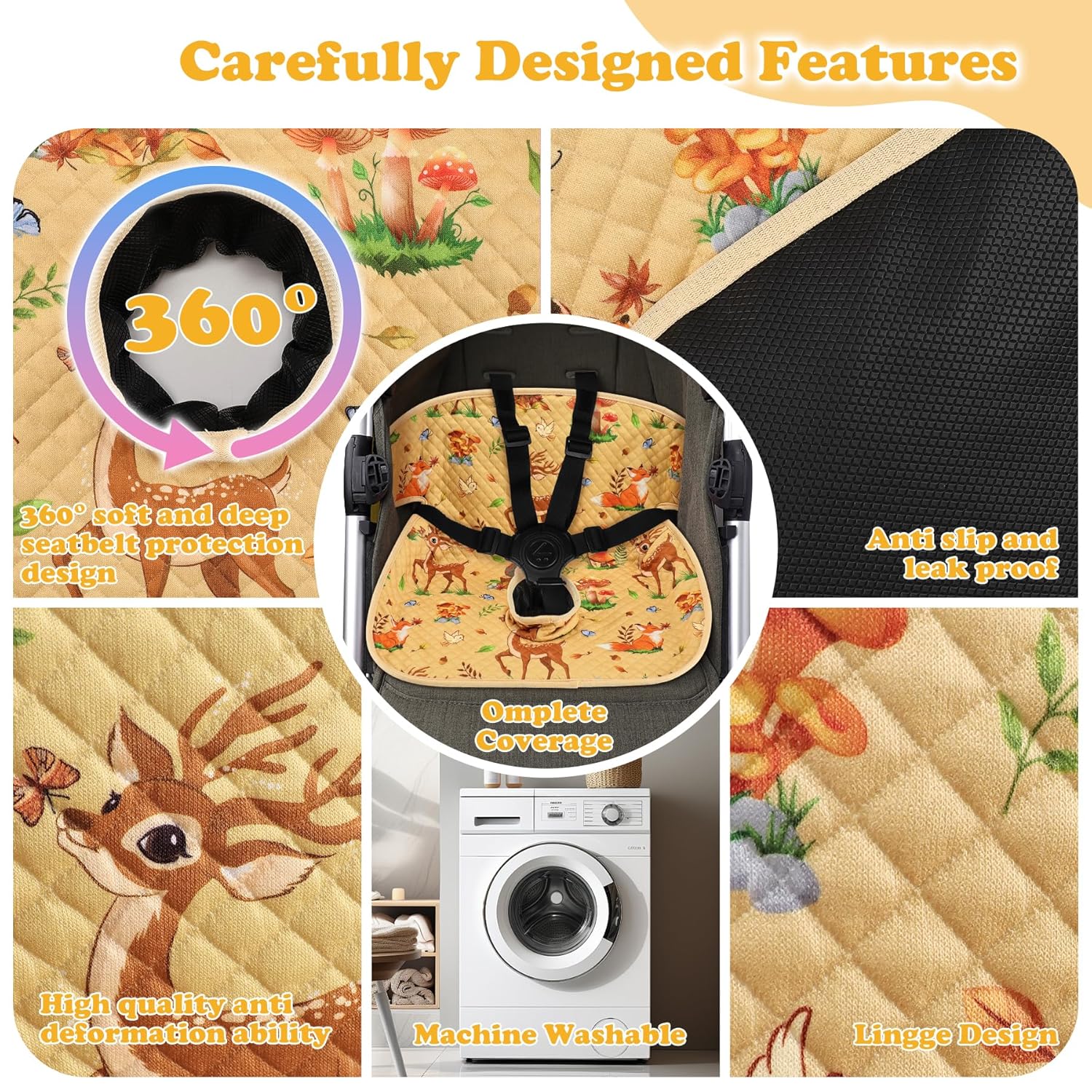 Babenest Car Seat Potty Protector Cover -Waterproof Carseat Training Liner for Baby &Toddler Shower Gift, Dry Piddle Pee Pad with Fun Designs for Strollers & Infant Car Seats (2pcs Yellow)