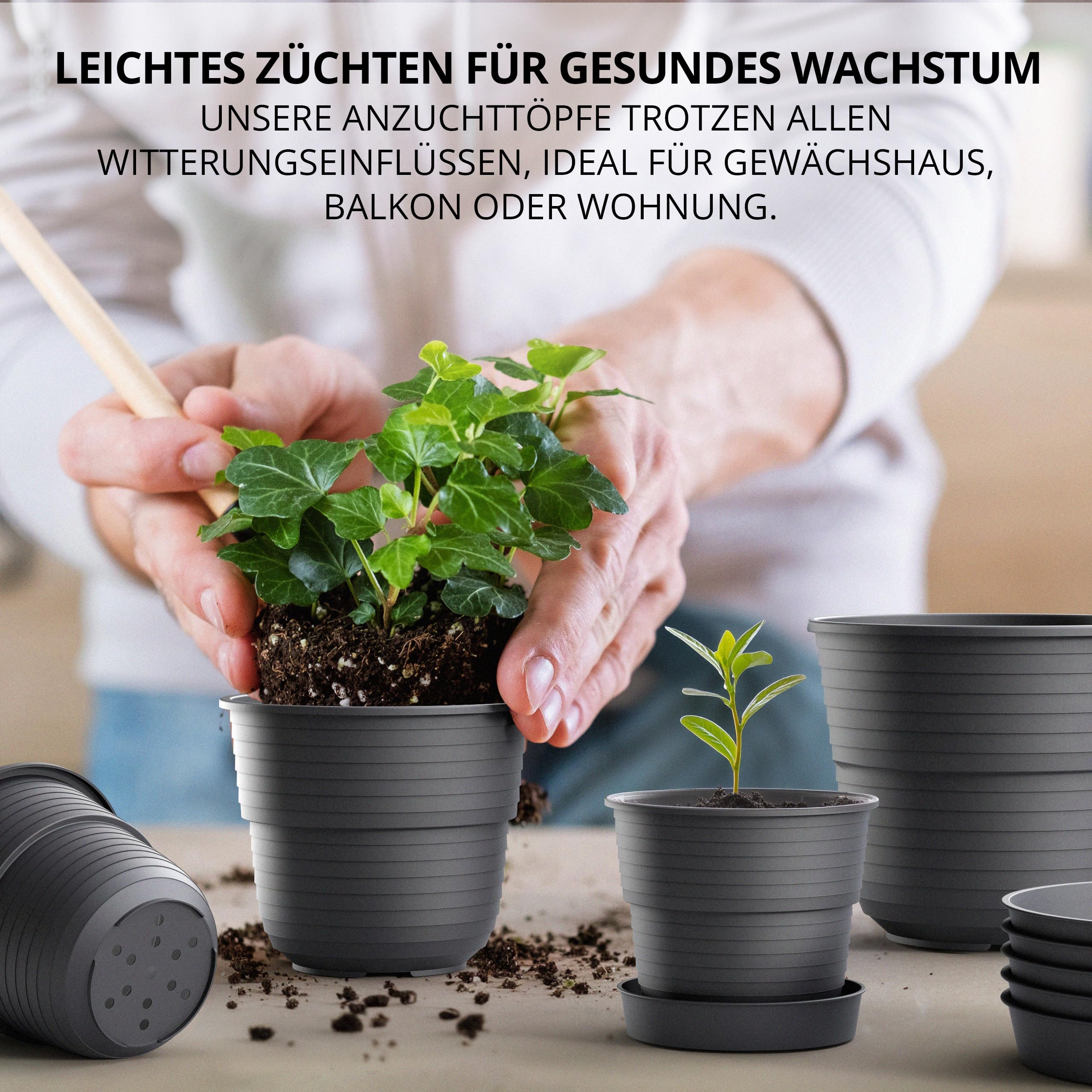 Plastard Anzuchttpfe 12 cm Durchmesser 10 Stck mit Untersetzer Kunststoff  Pflanztpfe aus witterungsbestndigen Material. Runde Saattpfe,  Anzuchttpfchen : Amazon.de: Garten