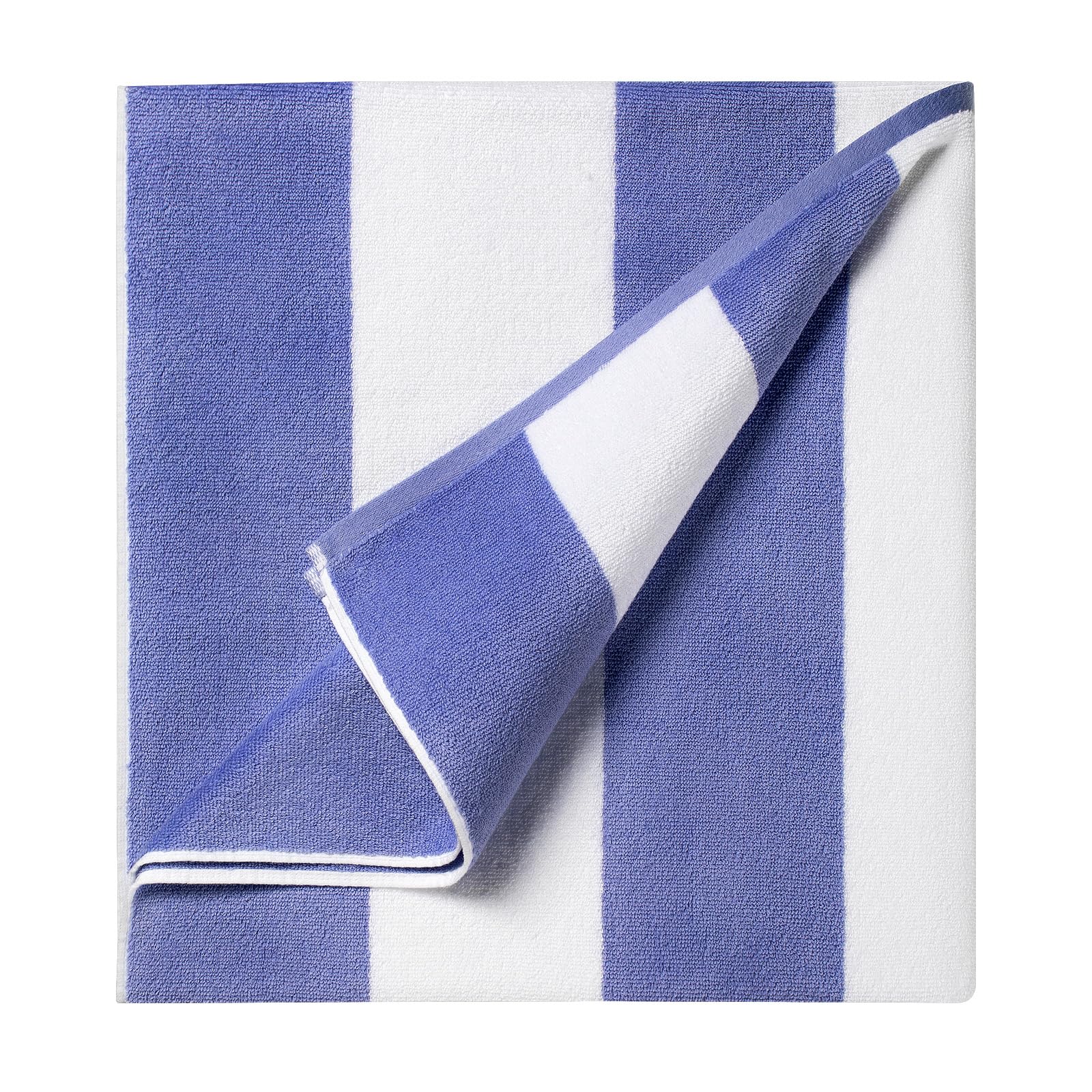 Ouxiaobai Cotton Oversized Beach Towel - Extra Large 180 x 100 CM Soft Absorbent Pool Towel for Adults, Striped Cabana Swim Towel (Blue)