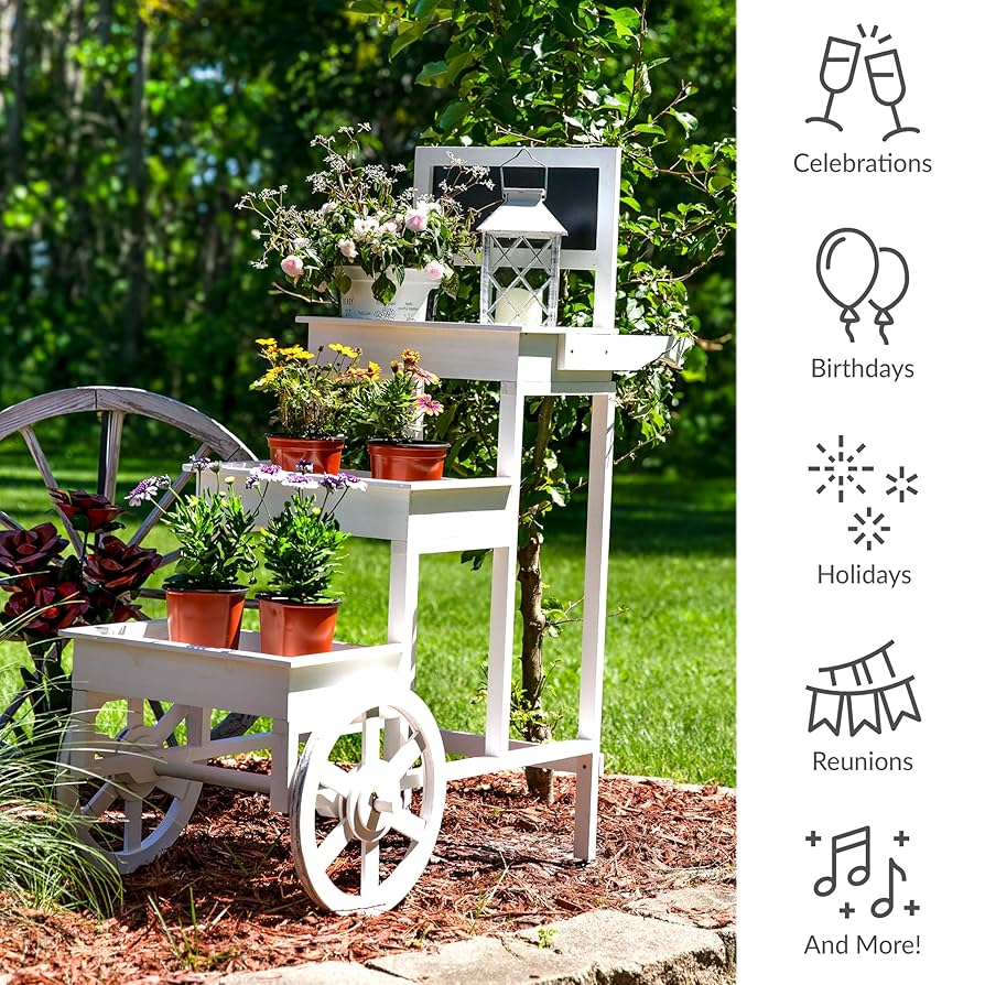 Amazon.com: Sunnydaze 3-Tiered Flower Cart Display Stand