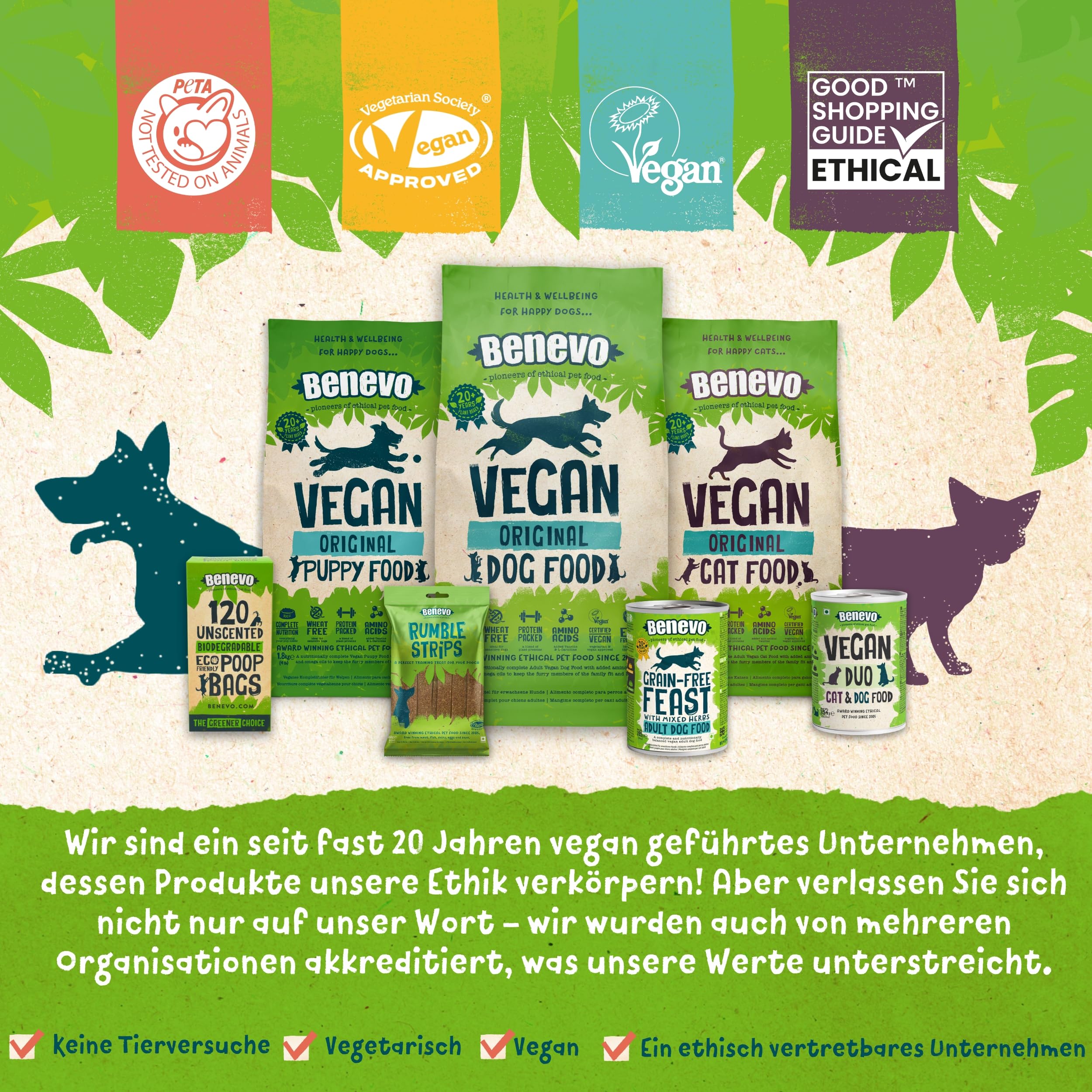 Benevo Comida para perros vegana seca (10 kg), hipoalergénica, sin trigo, sin OGM, alimentos secos para todas las razas con ácidos grasos esenciales, taurina, L-carnitina, PETA y Vegan Society UK