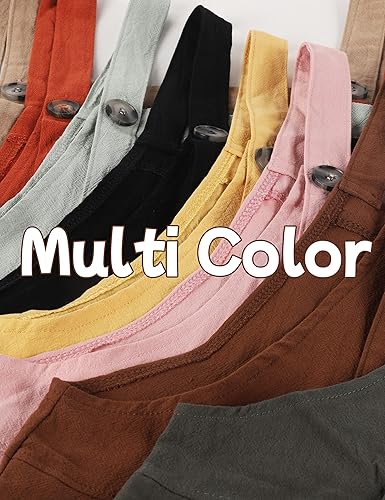 Miniatura 7 de Flygo Overol de algodón y lino para mujer, ajuste holgado, pierna ancha, con bolsillos