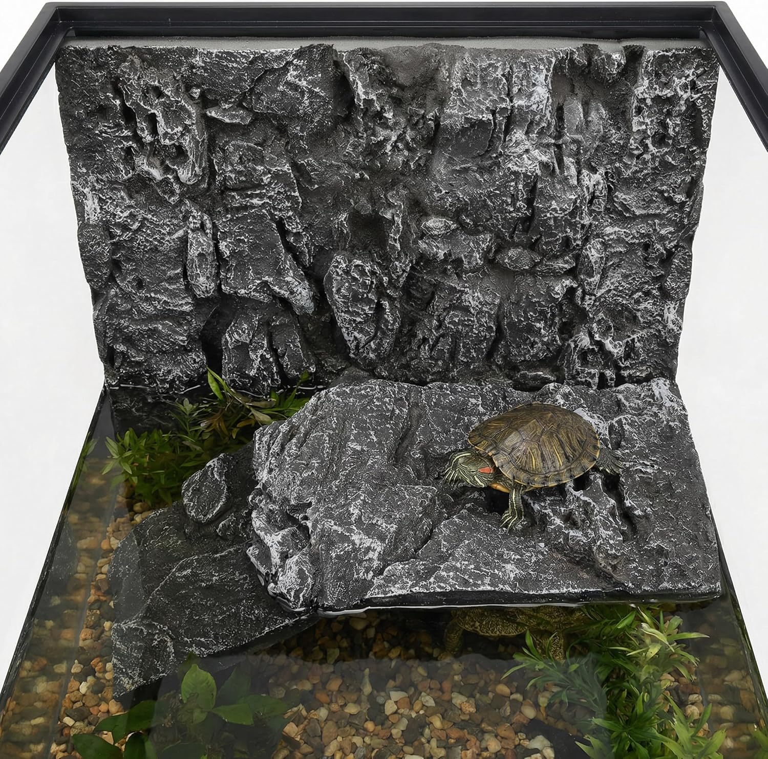 Toddmomy Rock Terrarium Background 3D Reptile Habitat Backgrounds, 17.7x11.8in Decorative Backdrop for Tanks Bearded Dragons Lizard Gecko Spider Chameleon Turtle Fish