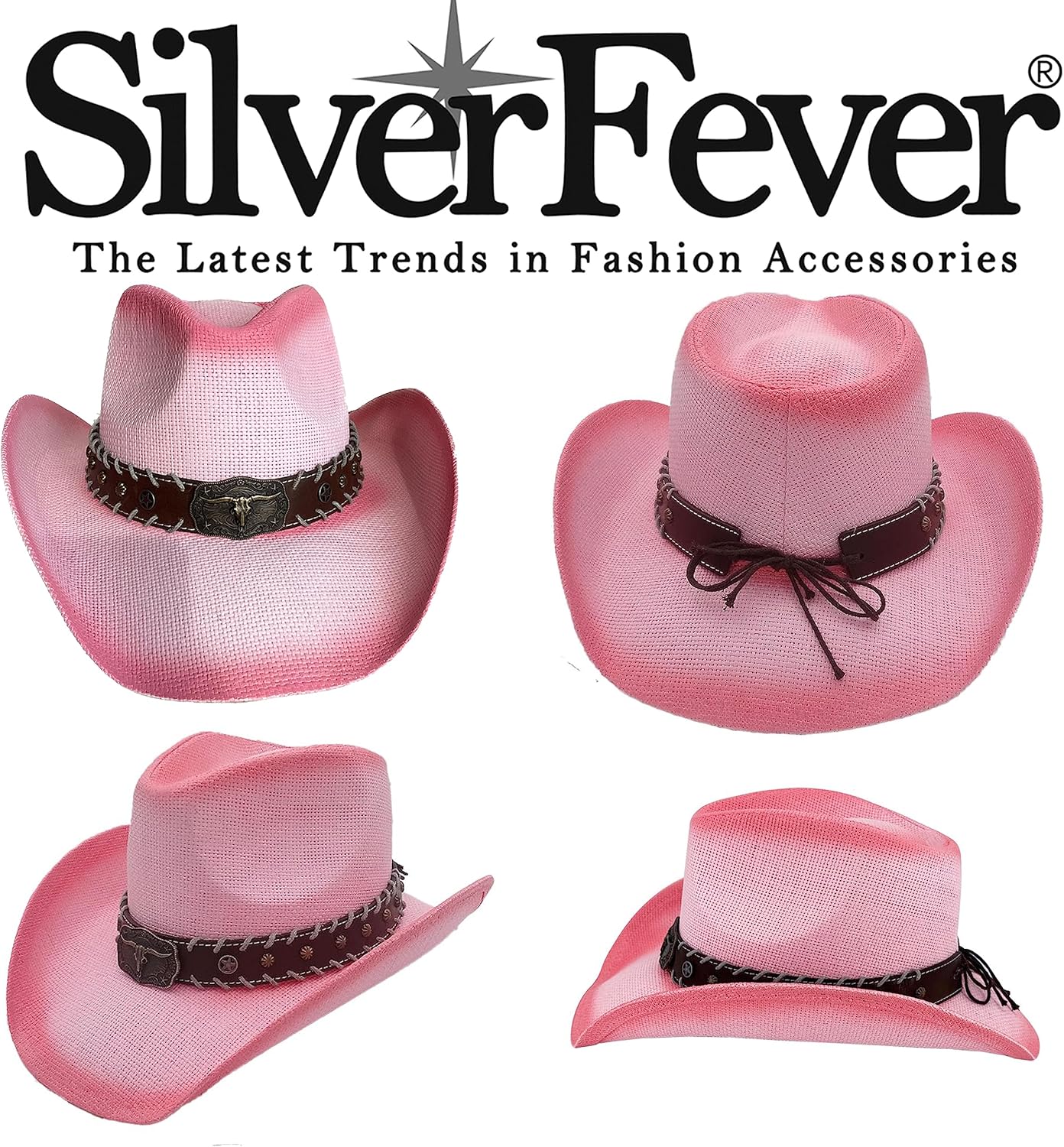 American Western Straw Cowboy Hat Men's Womens Hard Patriotic Classic Hard Shell Sun Protection Hats (Pink)