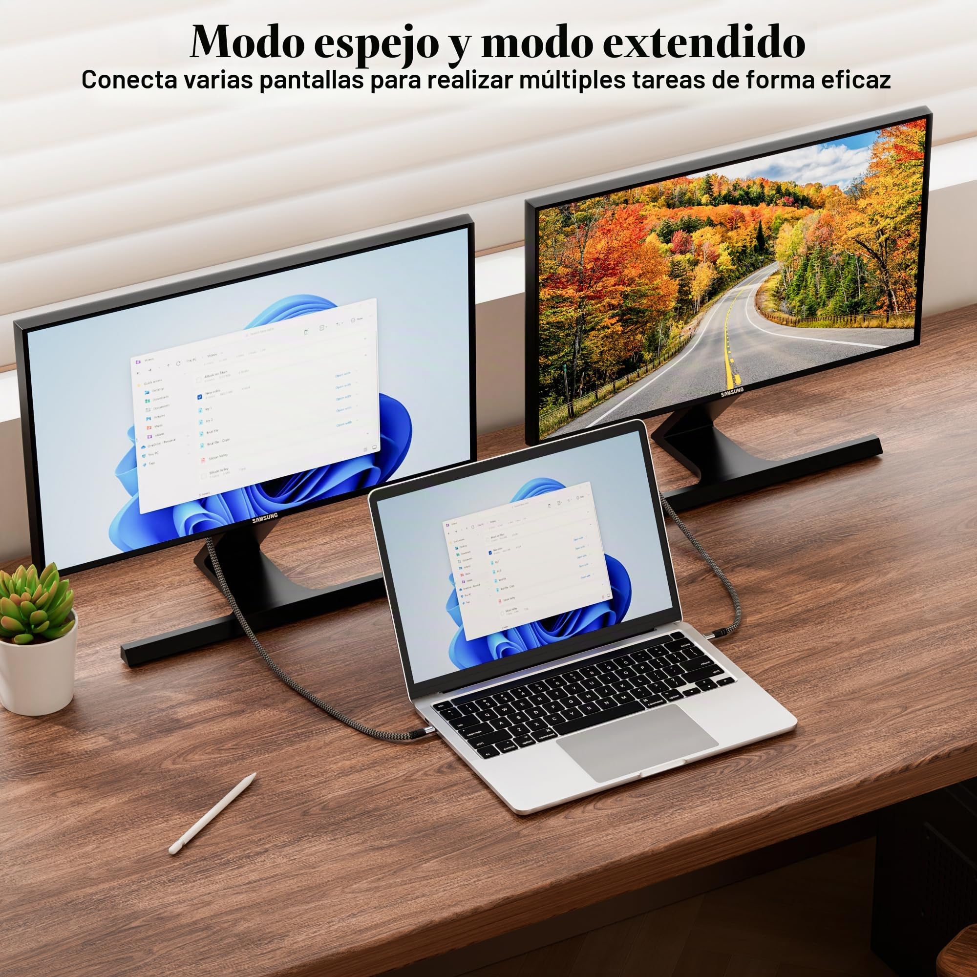 Cable USB C a HDMI 10 metros,4K@60Hz UHD (compatible con Thunderbolt 4/3),con adaptador HDMI en ángulo de 90 grados y 270 grados, compatible con iPhone 15/16, MacBook, iPad Pro/Air