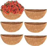 Vista 11 de Y&M Forro de cesta colgante de fibra de coco semicircular preformado de 16 pulgadas, forro de repuesto de coco medio redondo, 2 piezas