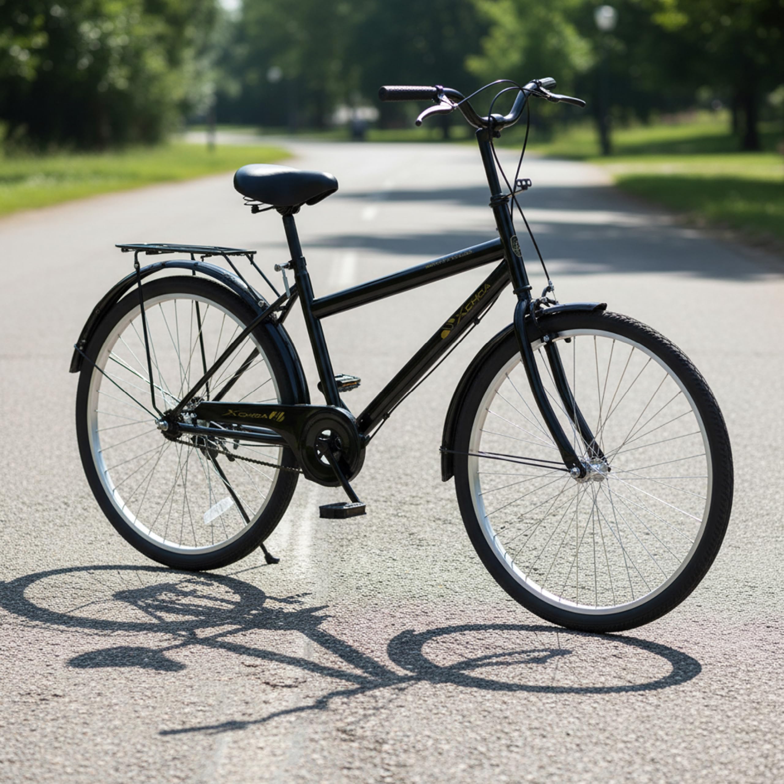 Baroni Home Bicicletta da Passeggio, Manubrio e Sellino Regolabile, Bici con Doppio Freno Anteriore e Posteriore, 26 Pollici, City Bike, Nero, 168x110 cm