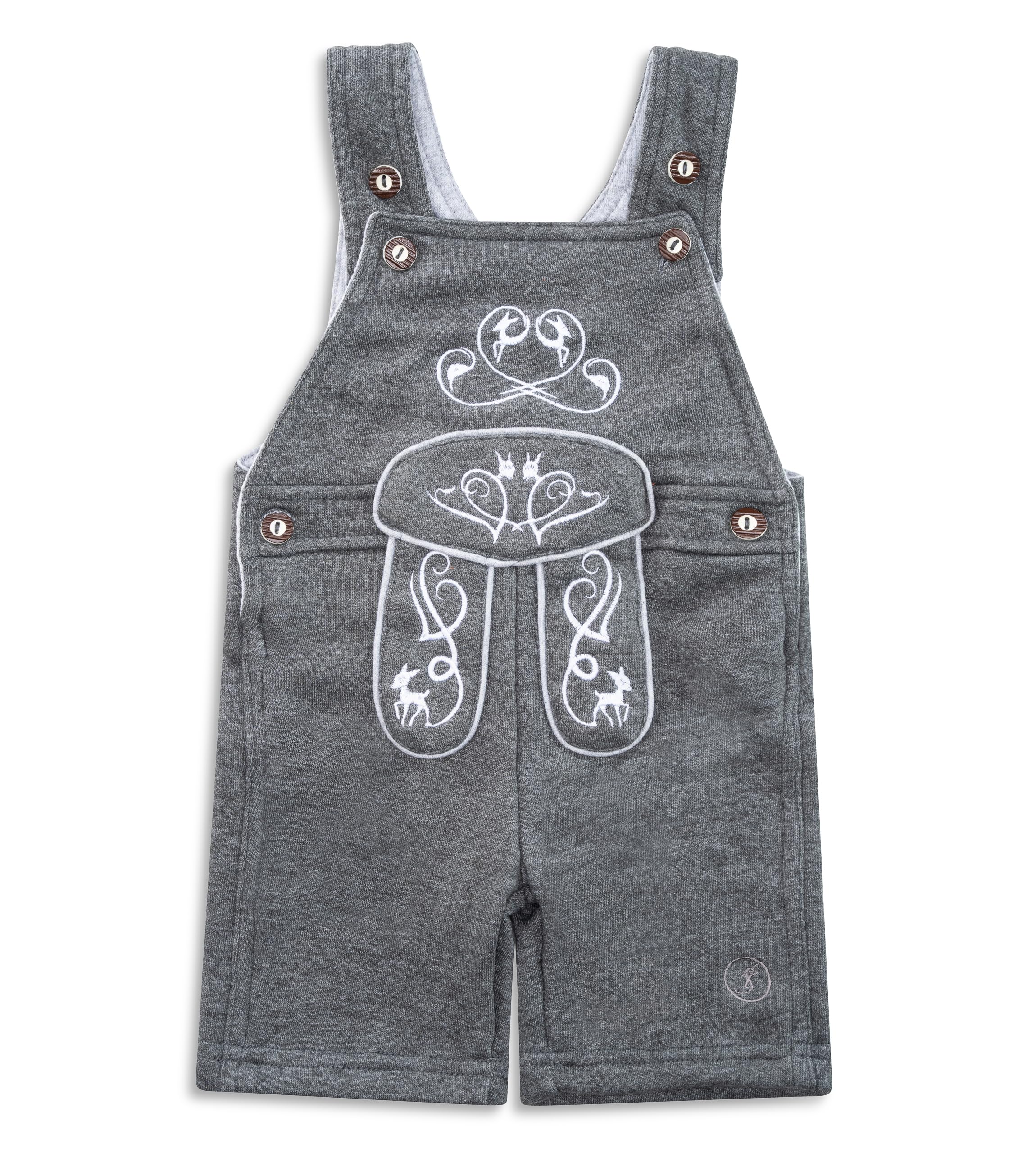 Peto De Bebé Joni Estilo Trachten - Forro Polar De Rizo, Bordados Y Tirantes De Cuero, Unisex