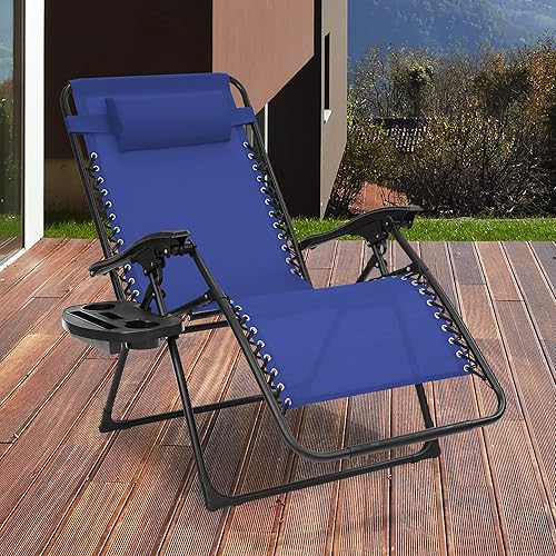 Miniatura 2 de Sun-Ray 213074OVR1P Silla de gravedad cero de gran tamaño, color azul