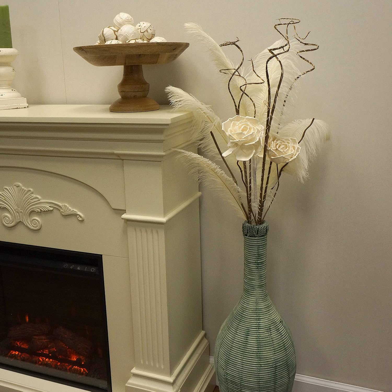 ZUCKER Large Ostrich Feather Floral Spray - 45" Ivory Wedding, Holiday, Home Decor Craft