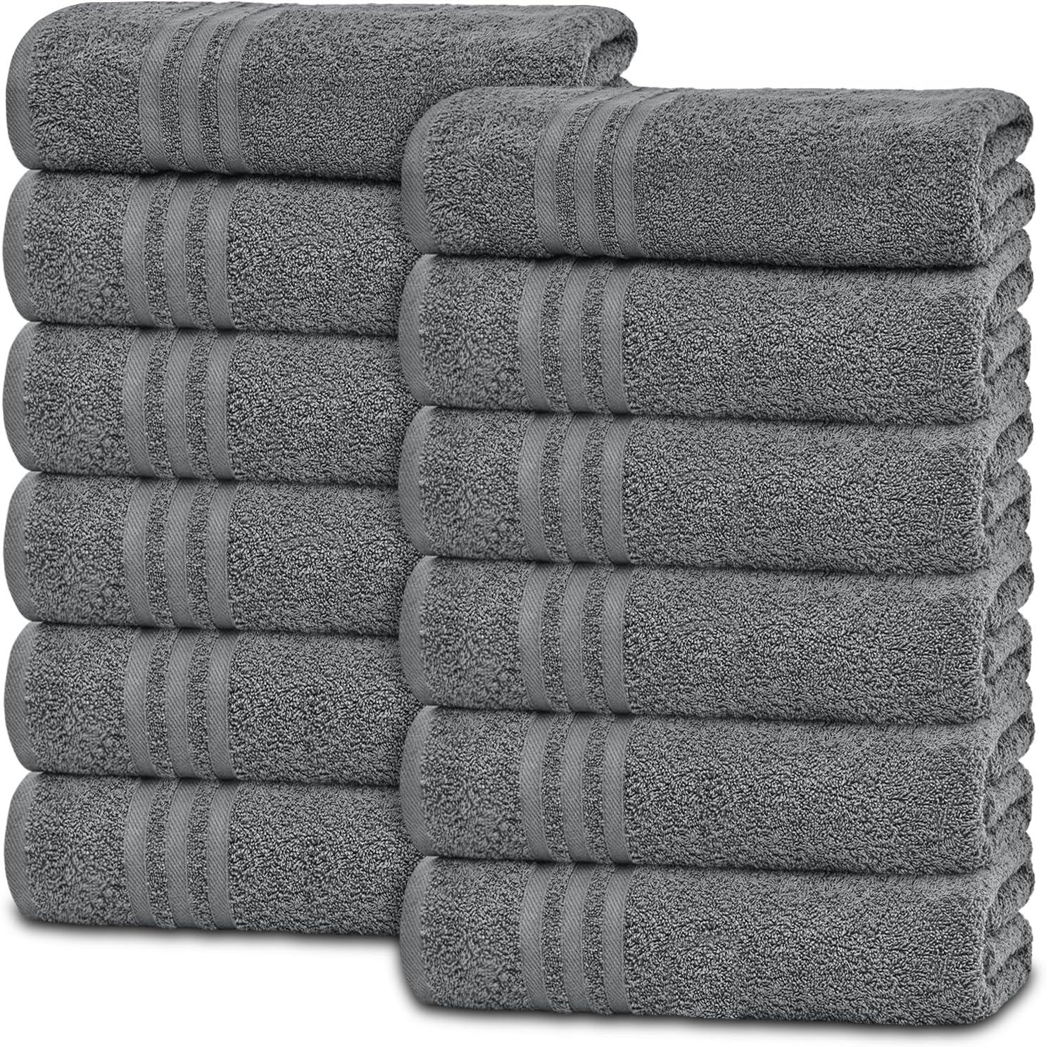 White Classic | 12 Pack 40x68 cm | Wealuxe Grey Hand Towels for ...