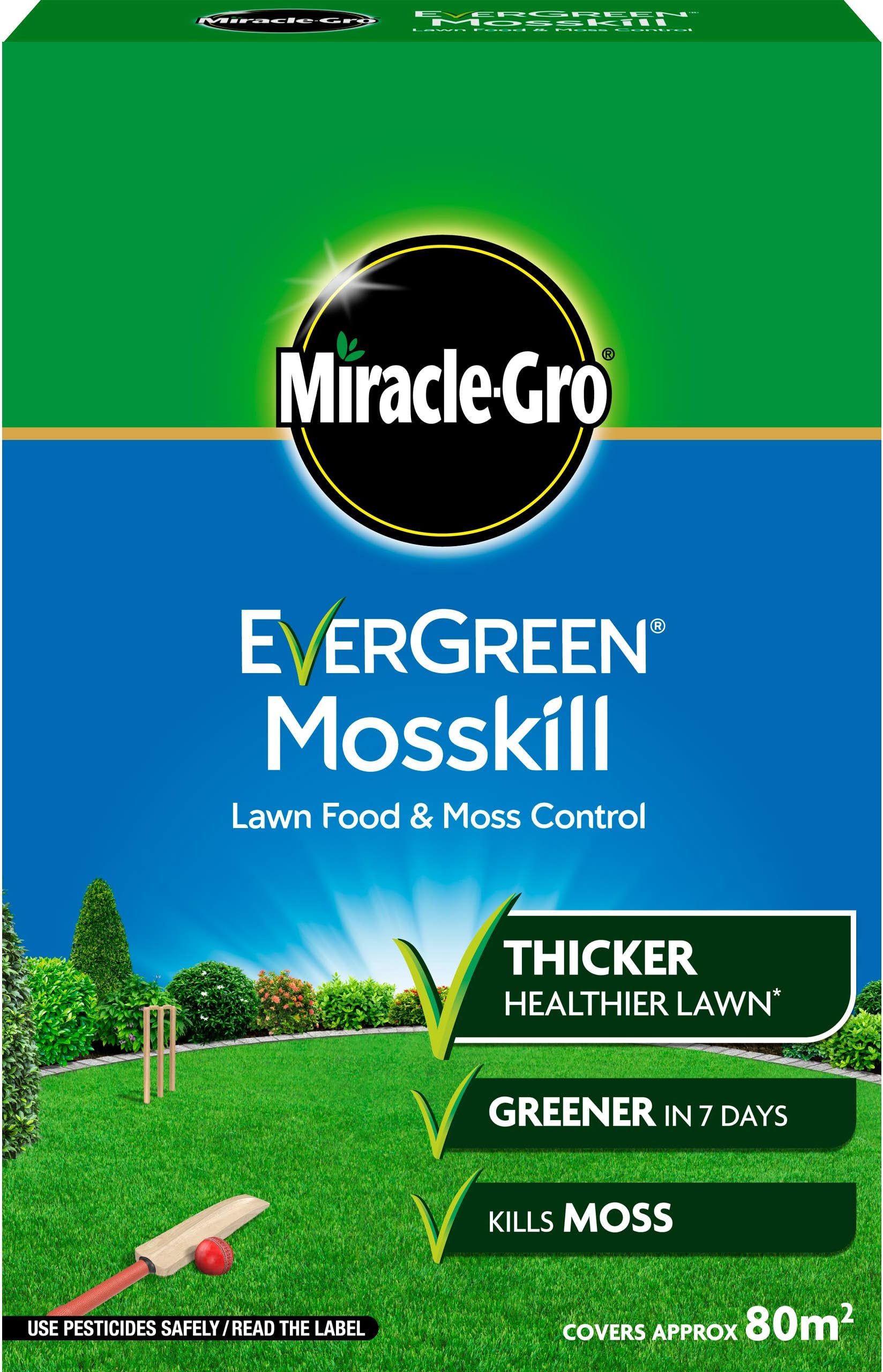 Miracle-Gro EverGreen Mosskill Lawn Food and Moss Control, 2.8kg, 80 m2, Brown