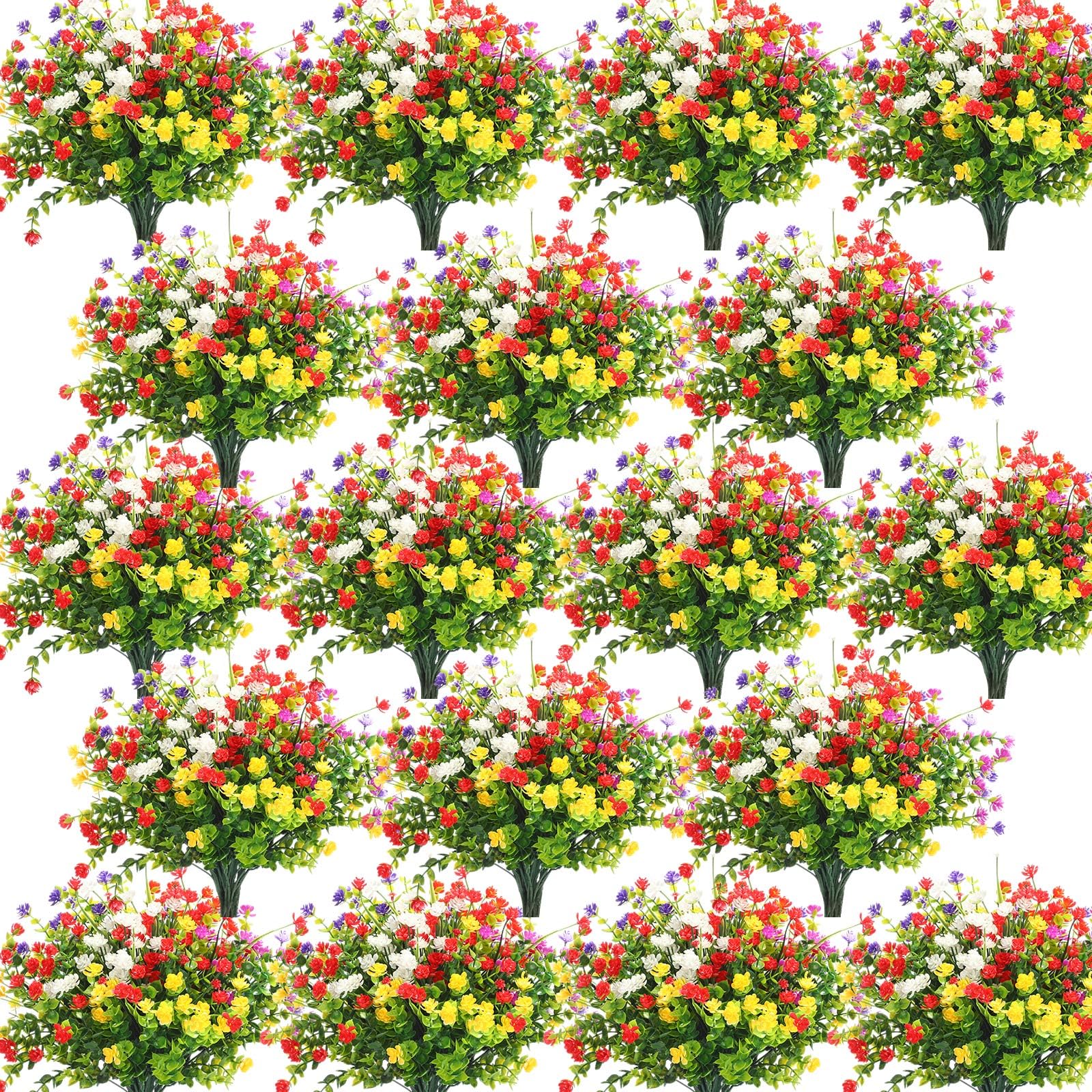 Fleurs artificielles plastique résistant UV lot 48 fausses fleurs pour cimetière