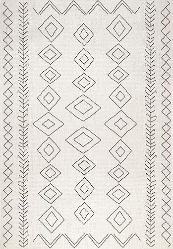 Miniatura 8 de nuLOOM Alfombra marroquí para interiores y exteriores, 2 x 3 pies, color marfil Serna