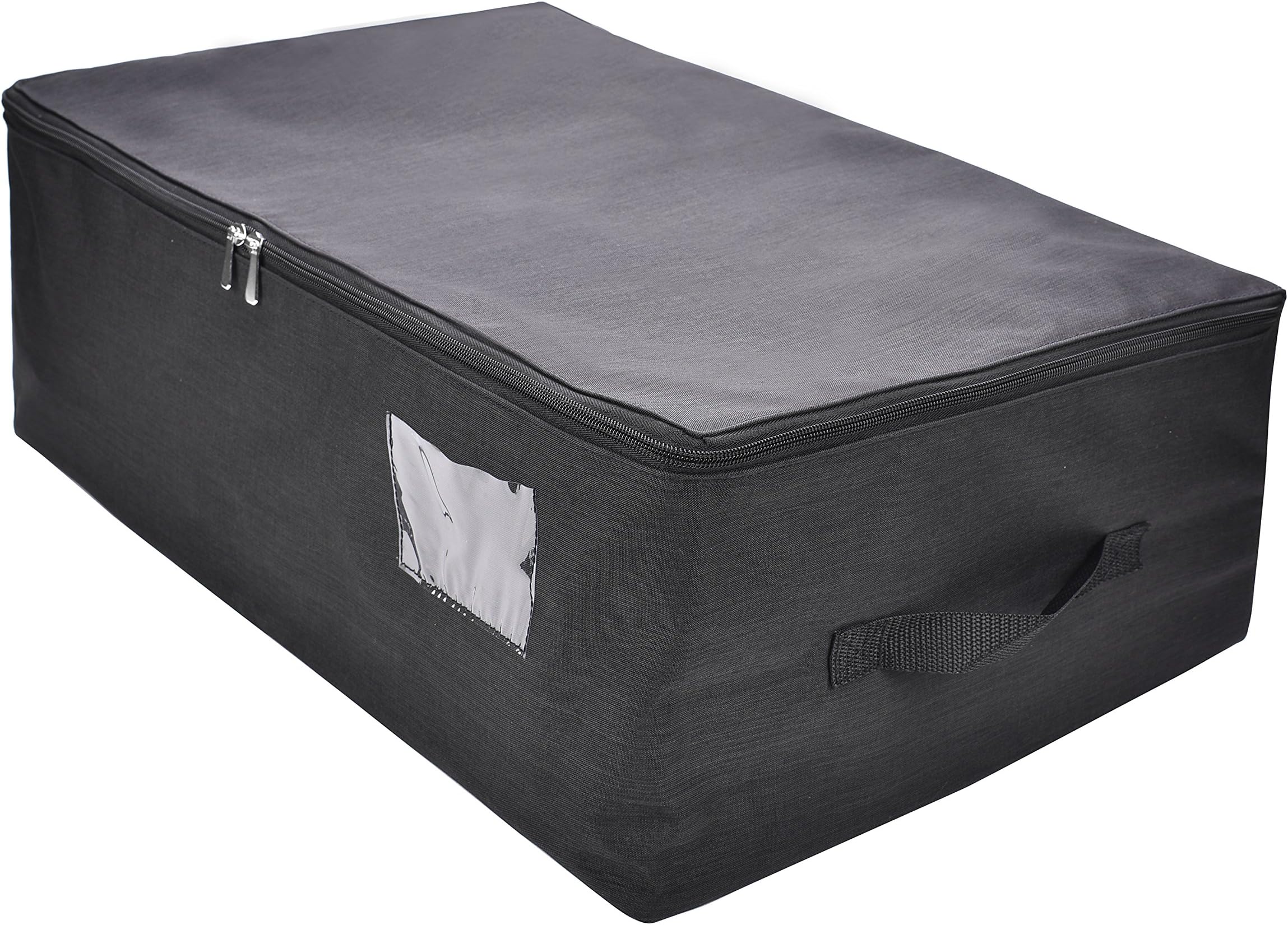 Nuggi Clothes Storage Bag Underbed Storage Bag for Comforters Blanket Dustproof Moistureproof (Black, L)