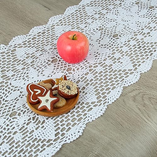 Miniatura 2 de kilofly camino de mesa rectangular de encaje hecho a mano a ganchillo, varios tamaños, Blanco