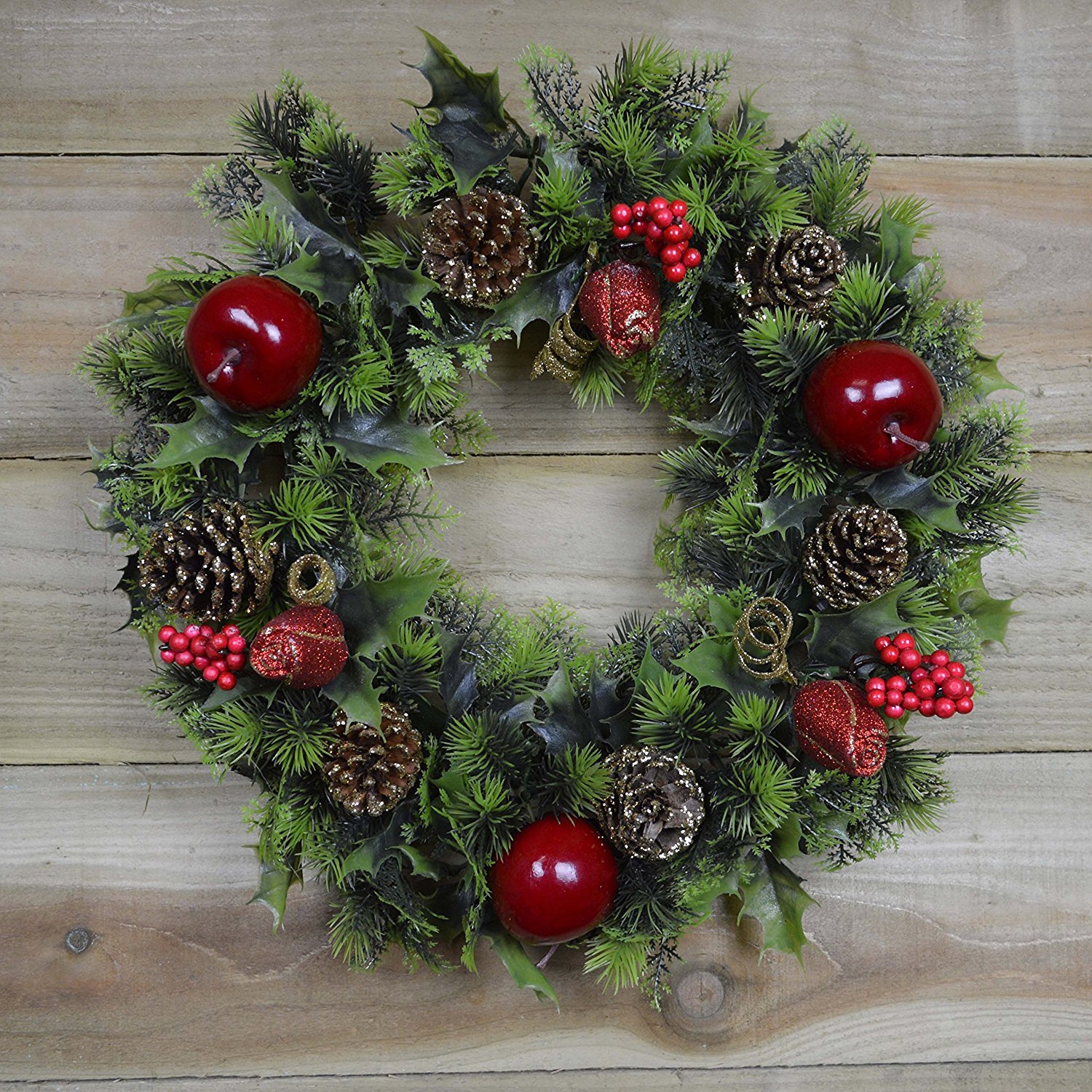 Premier 45cm Indoor / Outdoor Christmas Wreath Decoration - Red & Green by Premier