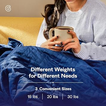 Gravity Weighted Blankets for Adults, 15lbs Navy (48 x 72, Twin/Single) - Heavy Comfort Cotton Blanket with Glass Beads - Utra-Soft Premium Breathable Microfiber Duvet Cover - Machine Washable