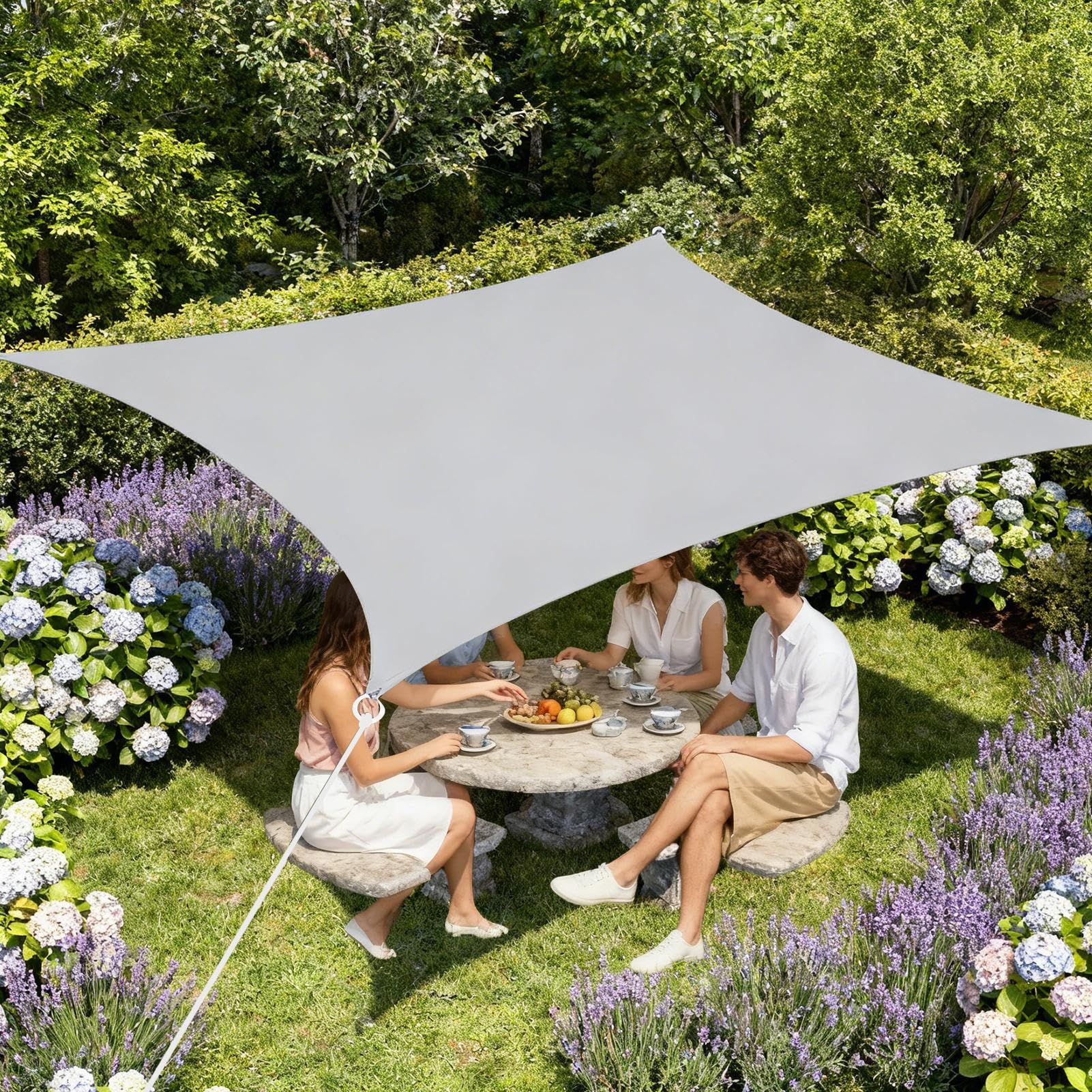 Vela de sombra impermeable para el sol | Ajustable Con Protección UV Sombra Cubierta - de sombra especial para terrazas,Para reuniones familiares Terraza Barbacoa Fiesta Al aire libre Mochilero