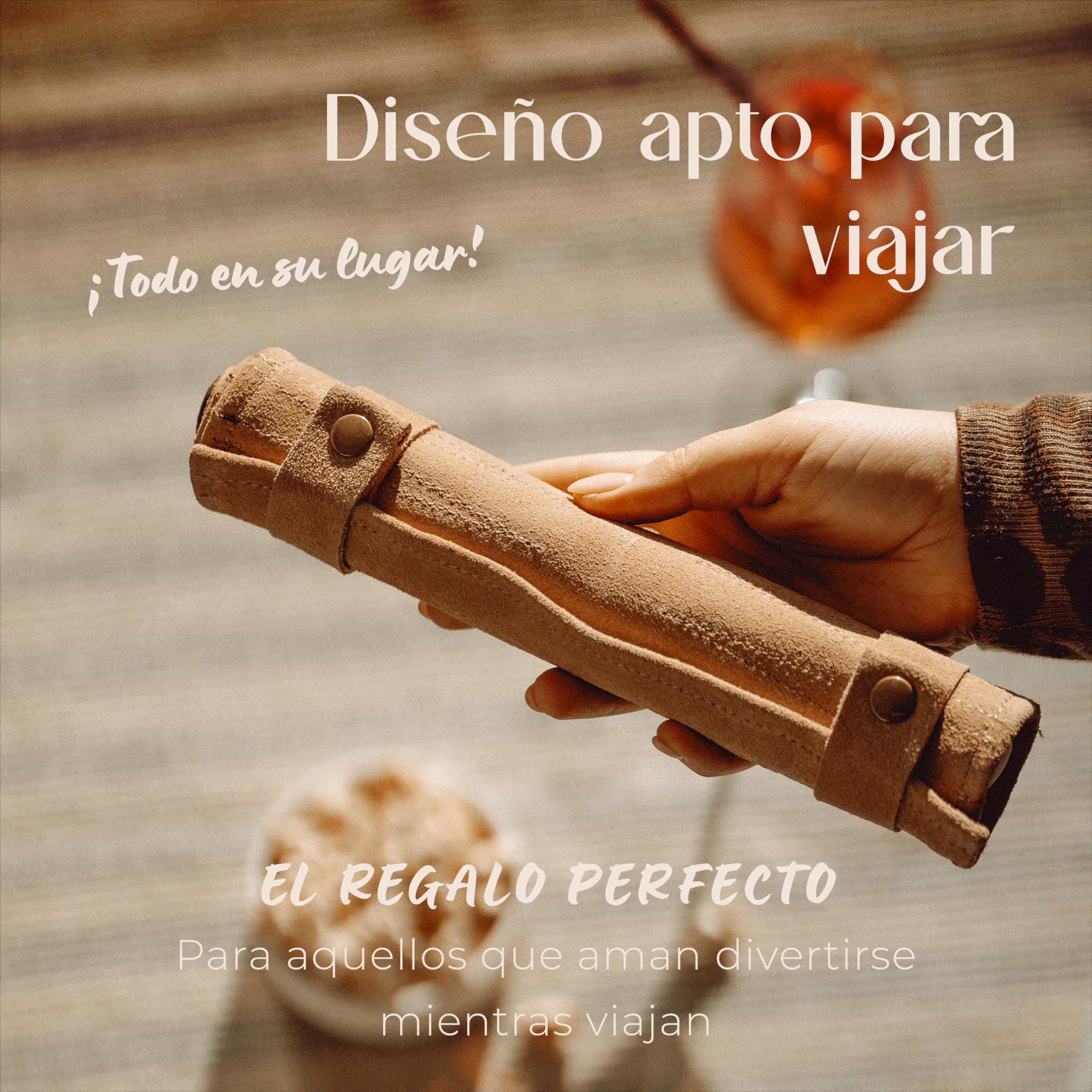 Amari ® Backgammon de Viaje de Piel 100% - Backgammon Enrollable para Viajes y Viajes - Back Gammon Maleta - Juego de Piel