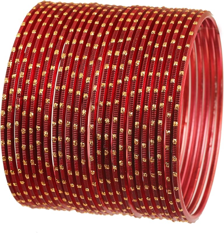 Small Indian Bangles for Women Jewelry Indian Size Stackable chudiyan Colorful Fancy churi Set Metal Bracelets Jewellery Golden dots Vintage Textured Colors