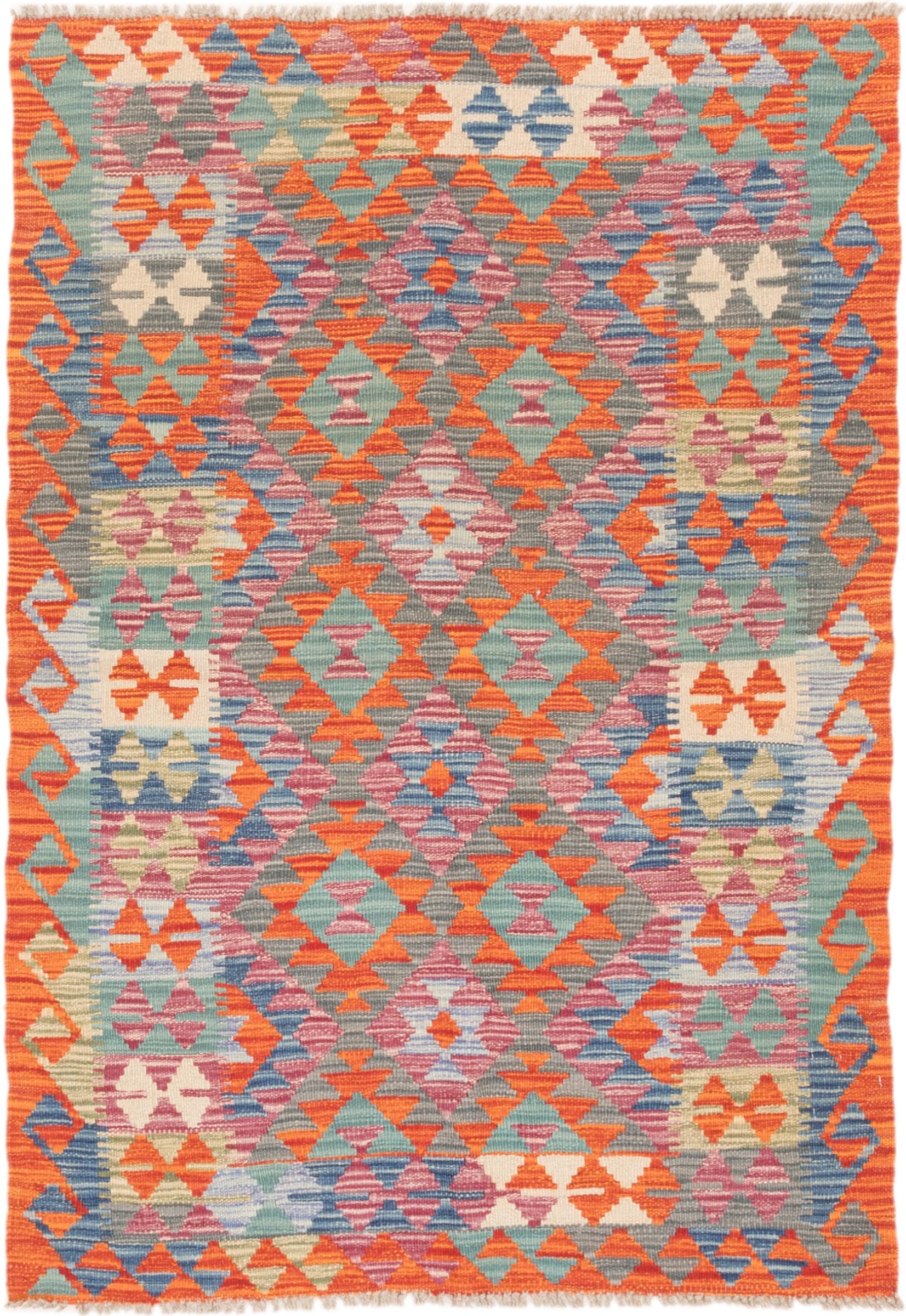 Tapis d'Orient Kilim Afghan en laine 98x138 pour salon bohème