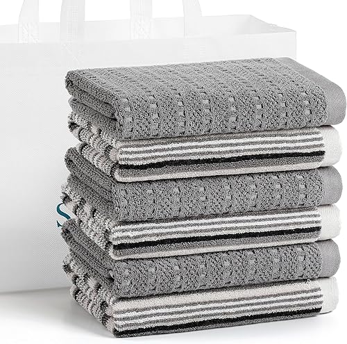 Miniatura 17 de SALAS Toallas de cocina para secar platos, paños de cocina grandes de algodón, paños de cocina de rizo a rayas, juegos de toallas gruesas altamente