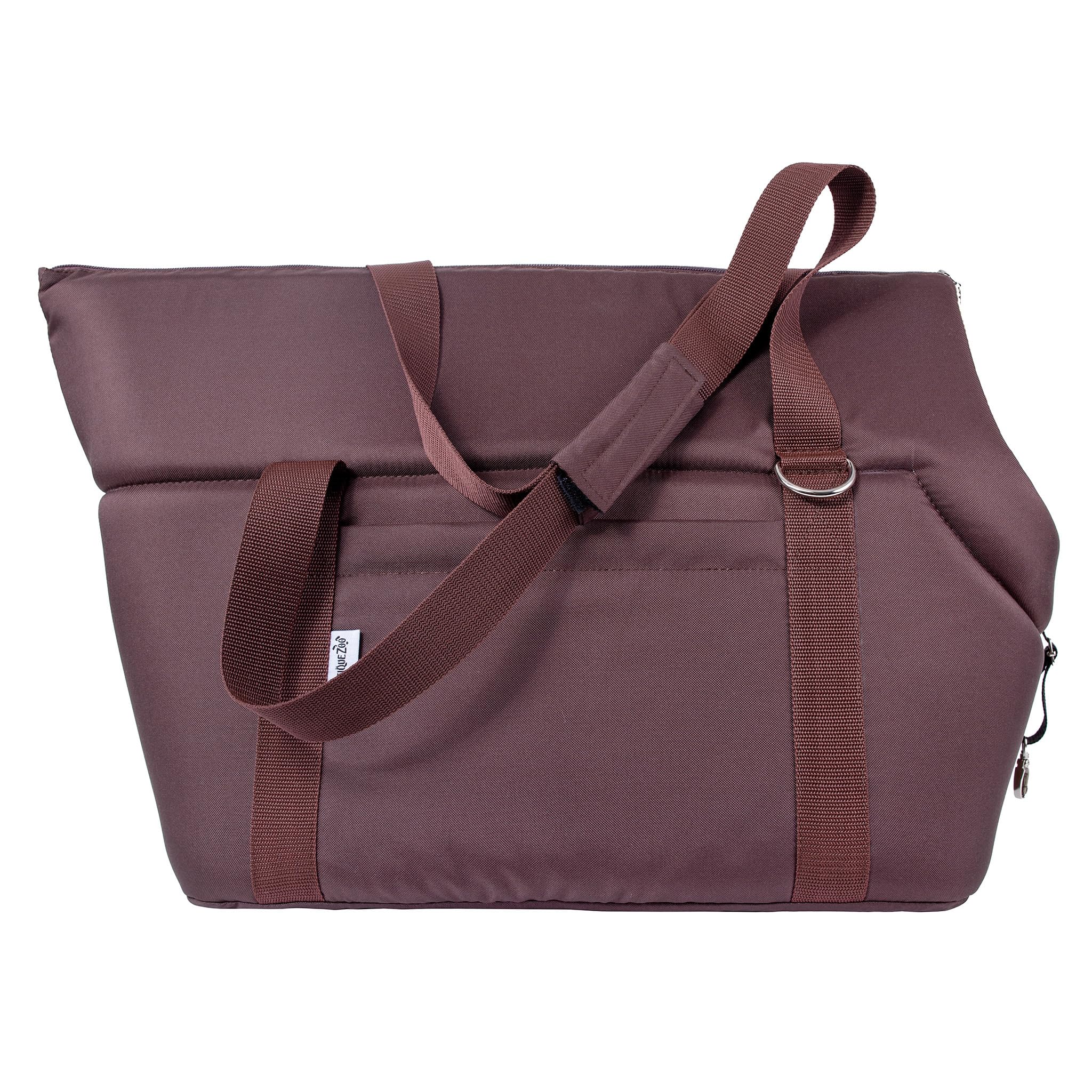 BOUTIQUE ZOO Transportín para perros XL hasta 15 kg, bolsa de transporte grande para perros y gatos medianos – suave, plegable y lavable – 52 × 35 × 39 cm – marrón beige/minky