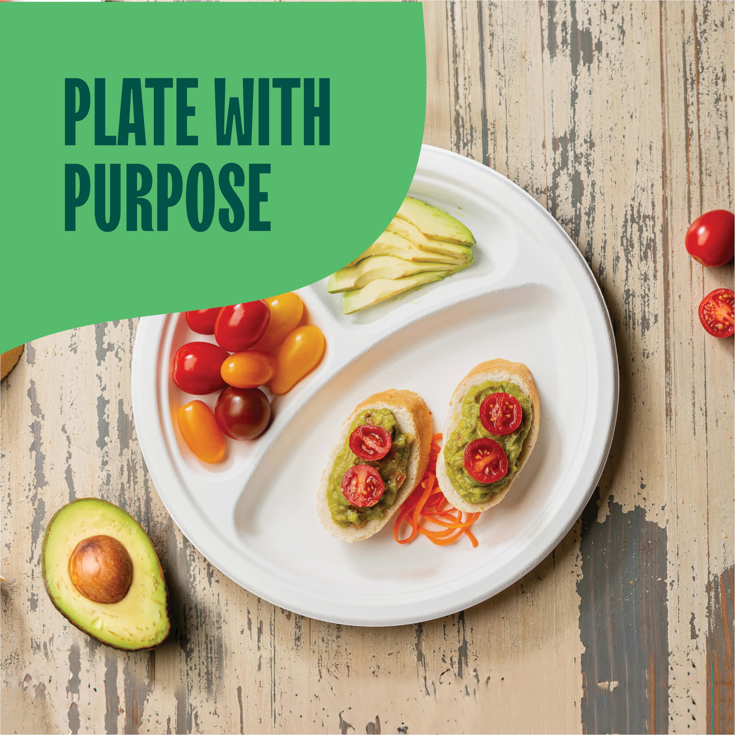Compostable Paper Plates - 125 Pack, 10 Inch -5