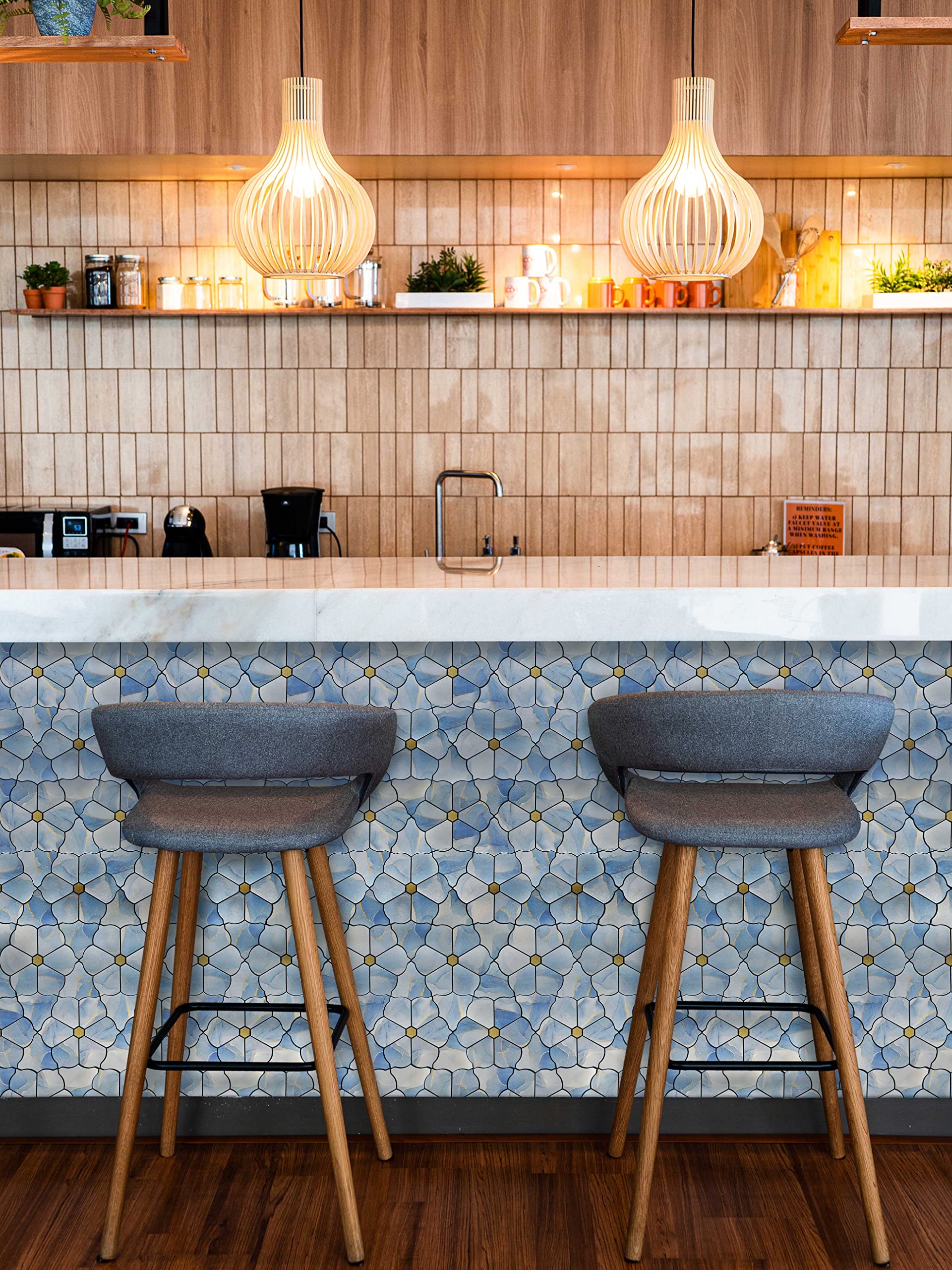 Kieacia Piastrelle Adesive Cucina 3D Onice Caffè: Backsplash In PVC Autoadesivo Per Bagno E Cucina (10 Pezzi)