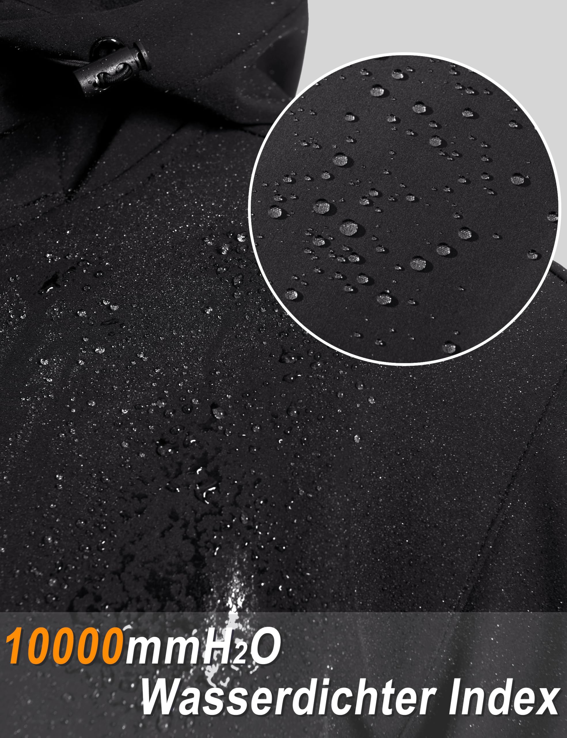 TACVASEN Veste softshell imperméable pour homme - Veste d'extérieur doublée en polaire - Veste de randonnée coupe-vent respirante - Avec capuche - Pour le travail, le vélo