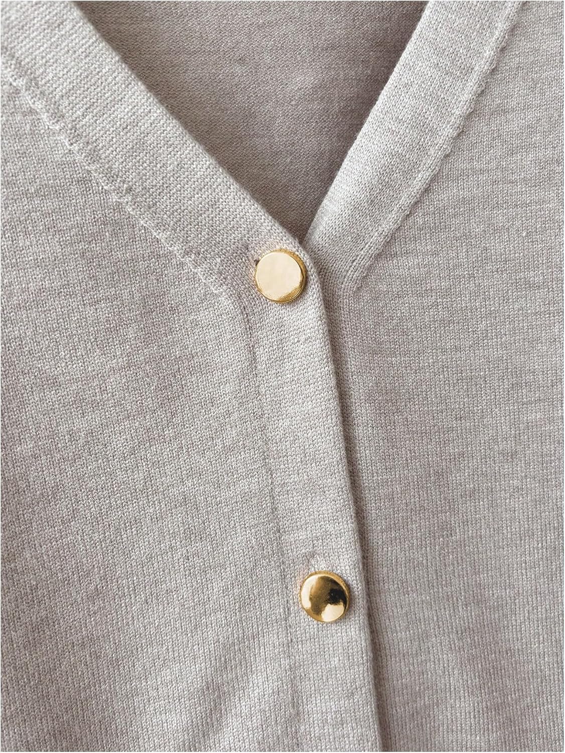 GORGLITTER Women's Button Down Peplum Sweater Fitted Long Sleeve V Neck Knitted Cardigan Lightweight Business Casual Tops - Image 3