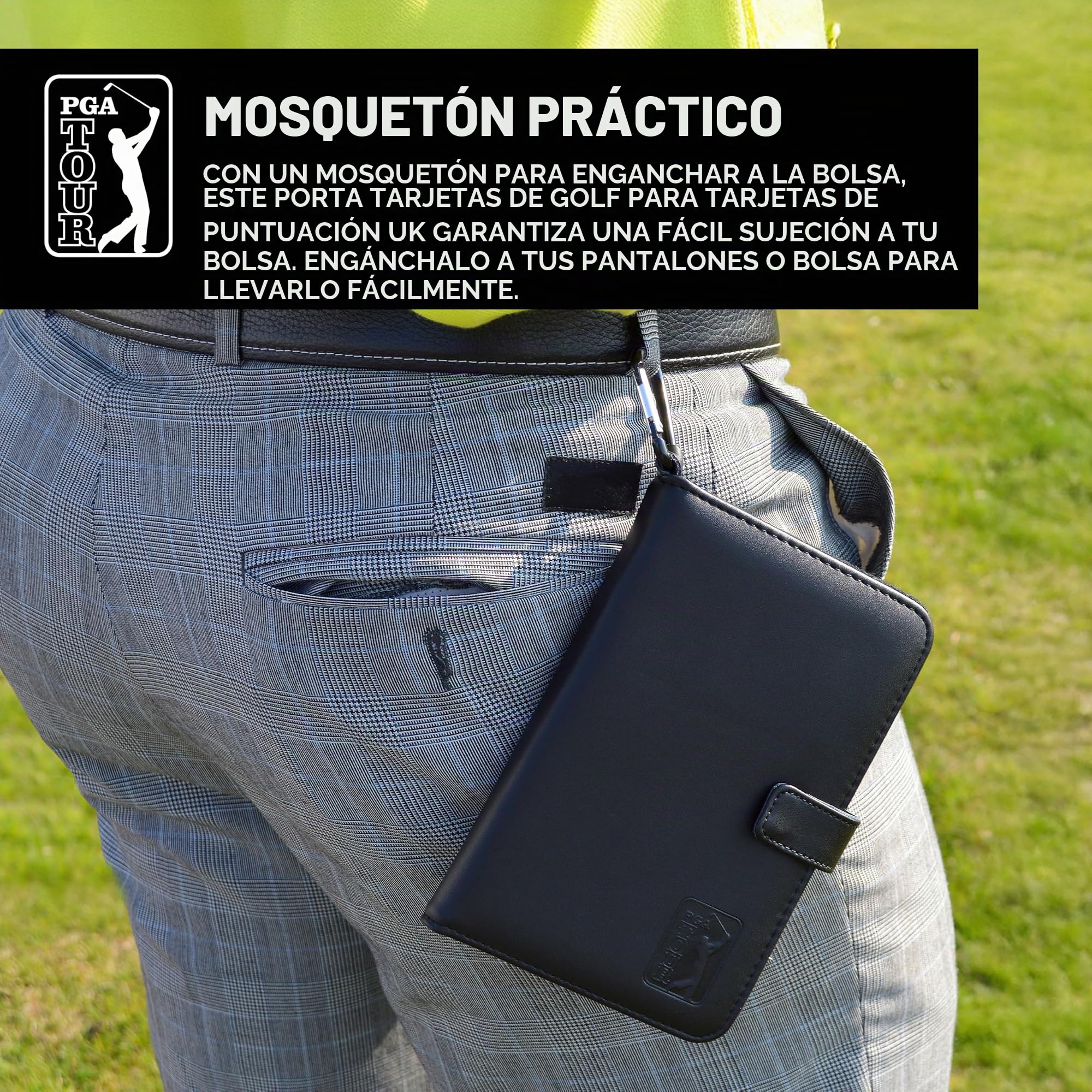 PGA Tour - Organizador de Piel para Golf, Color Negro