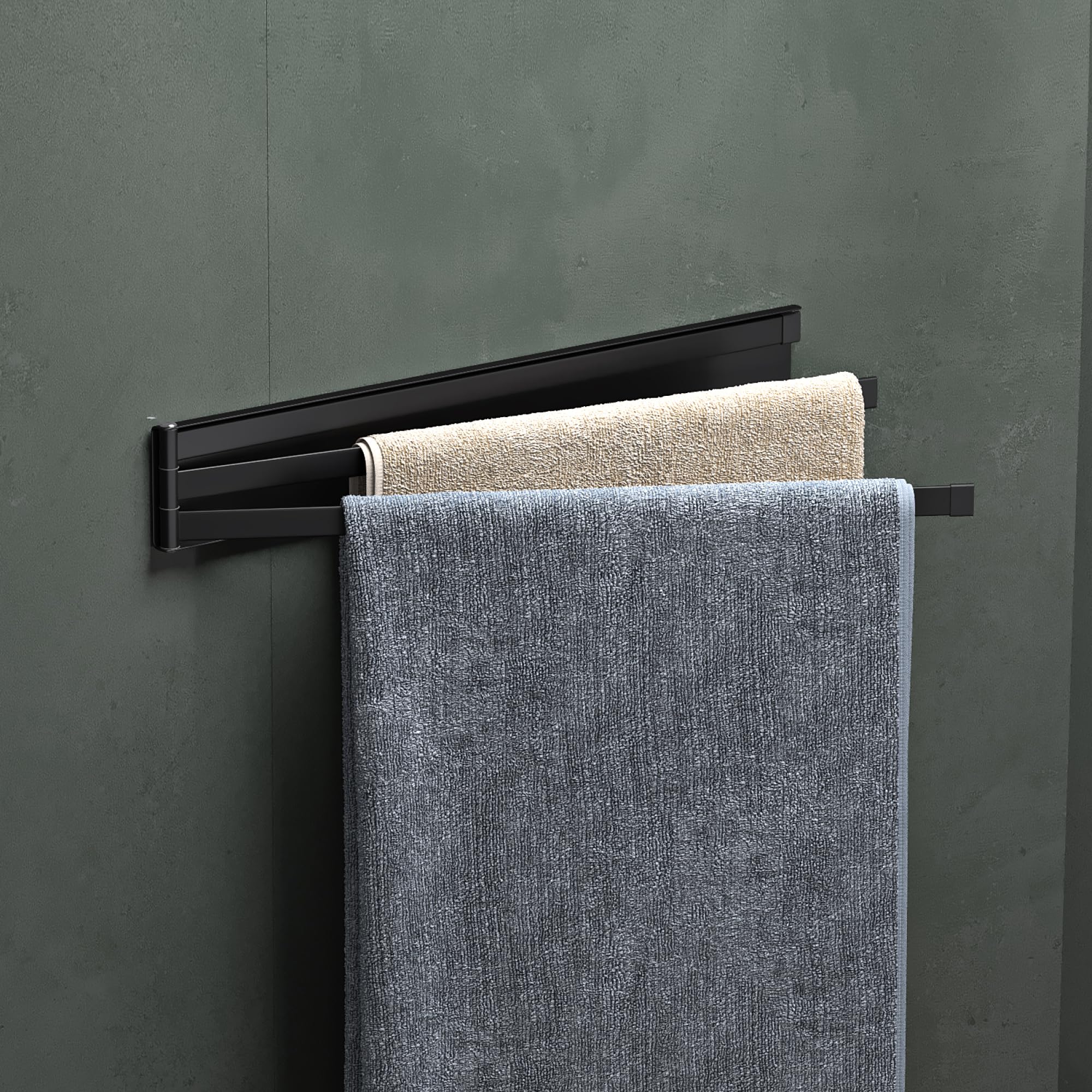 Mai & Mai Magnetic Towel Rail with 3 Swivel Bars,180° Rotating,Matte Black